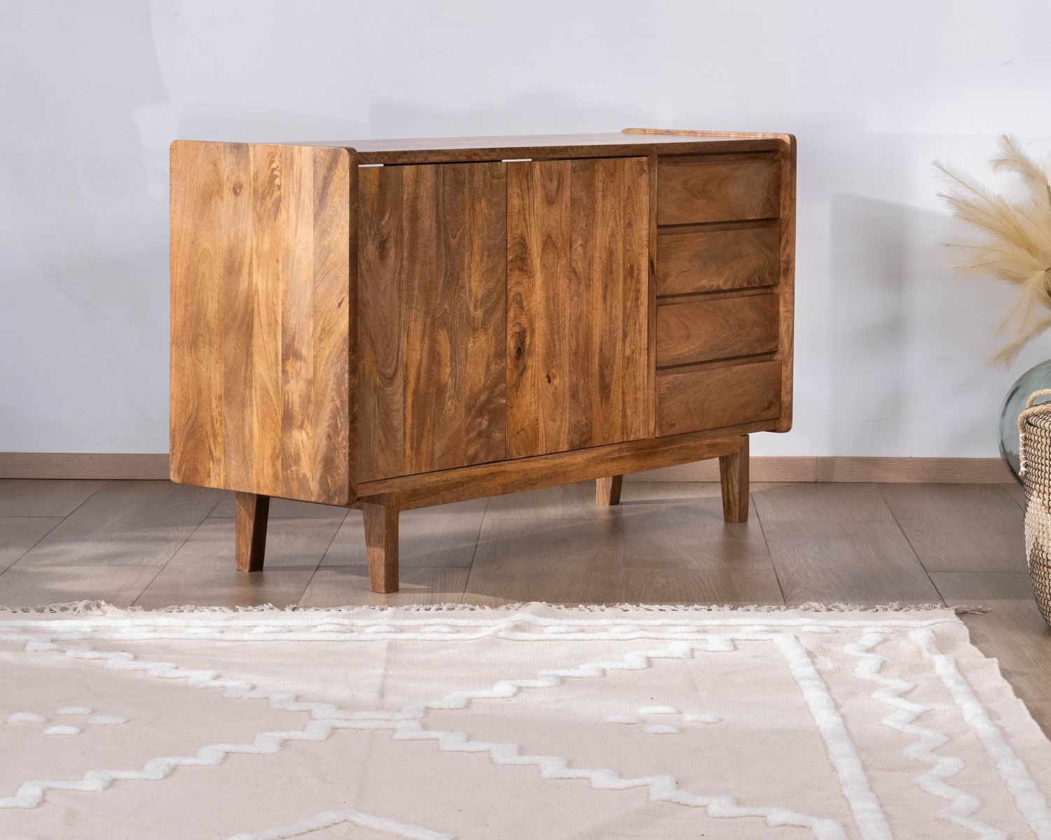 Mobiletto con ante e cassetti "Kahiko" 140 cm mango scuro