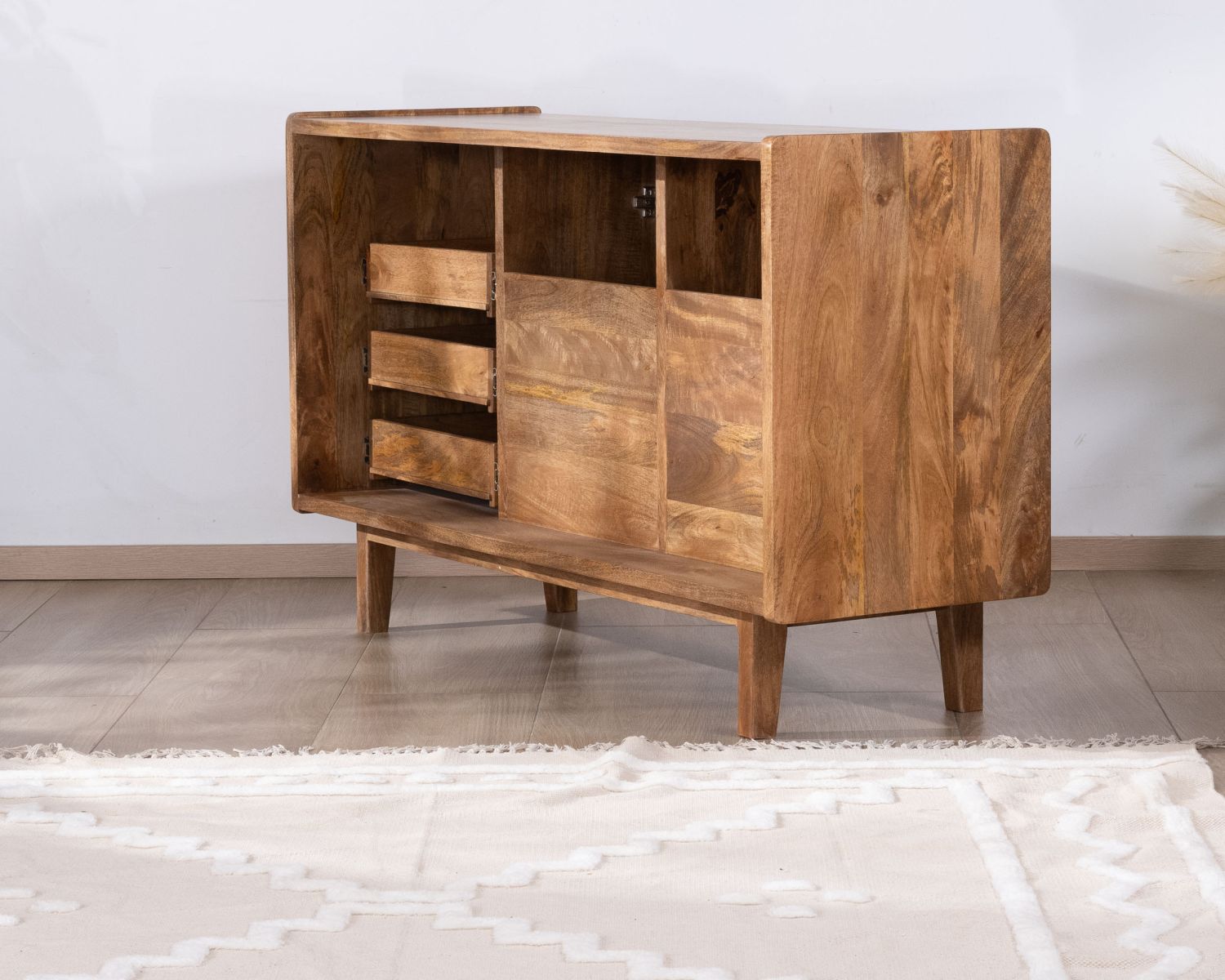 Mobiletto con ante e cassetti "Kahiko" 140 cm mango scuro