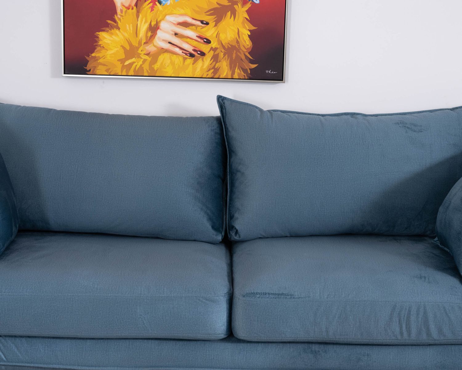 Divano blu a 3 posti dal design vintage "Hasting" in tessuto e metallo