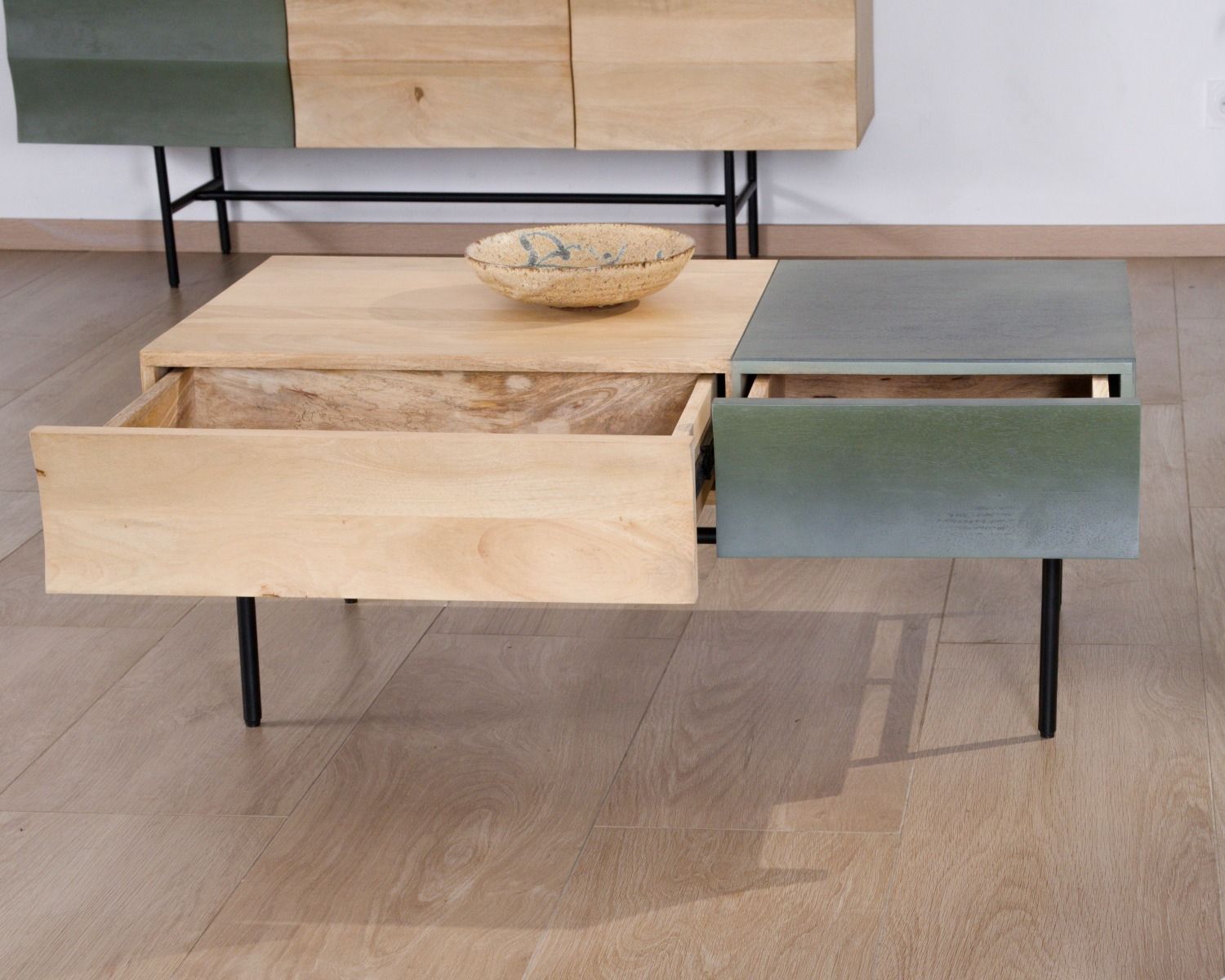 Tavolino rettangolare in legno e metallo 100x55 cm "Elegancy