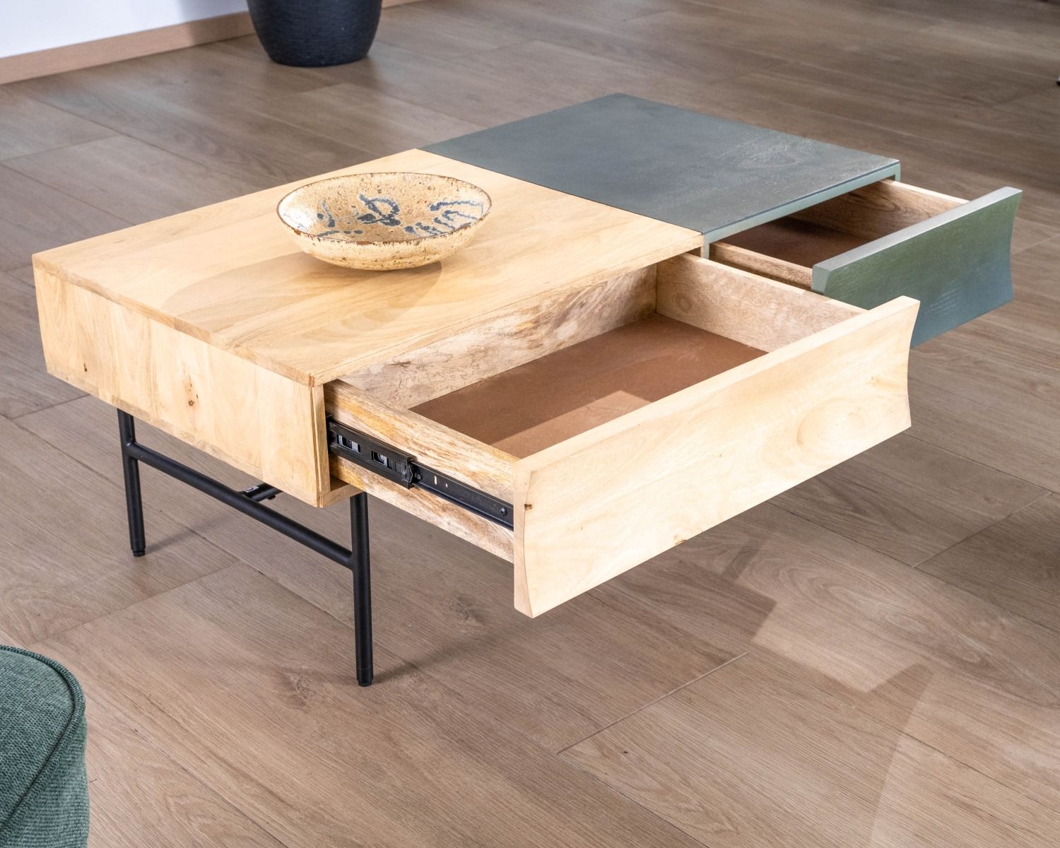 Tavolino rettangolare in legno e metallo 100x55 cm "Elegancy