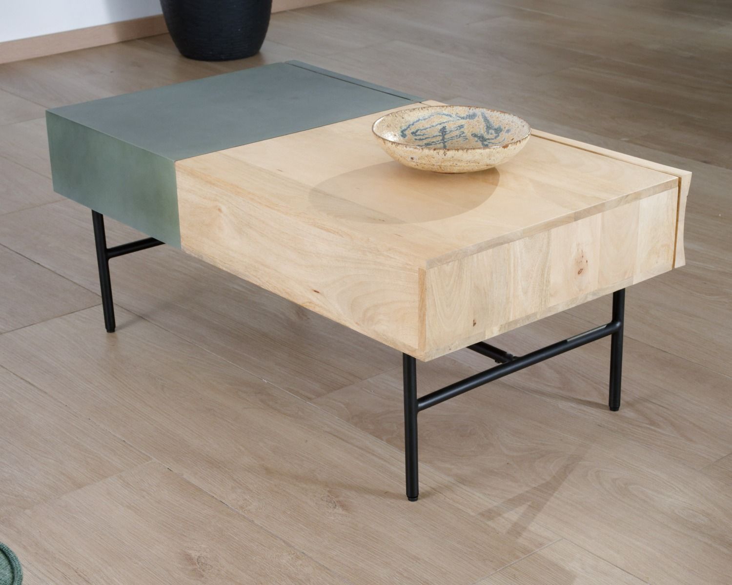 Tavolino rettangolare in legno e metallo 100x55 cm "Elegancy