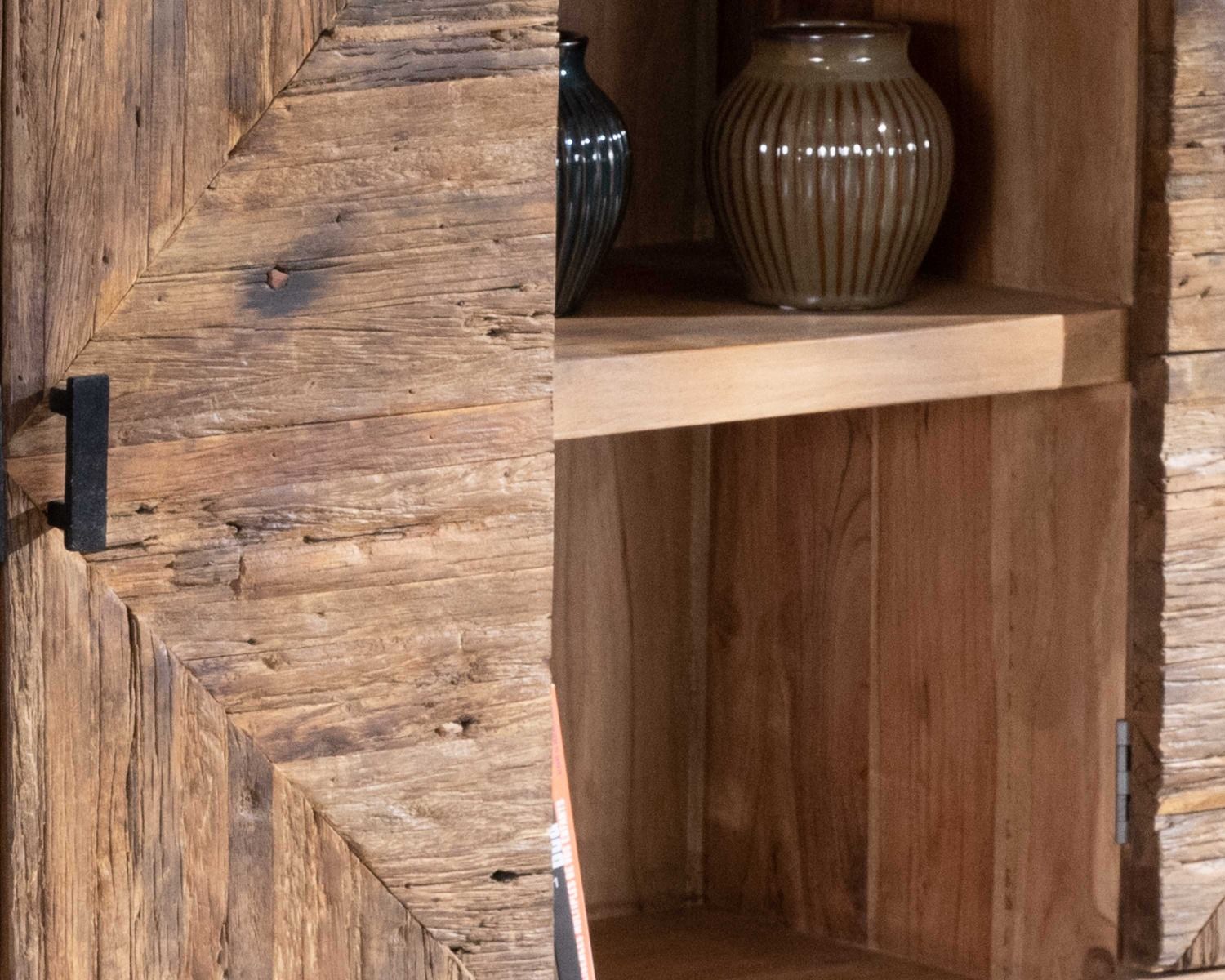 Grande credenza bassa in acacia massiccia di 175 cm in stile etnico "Géonidum