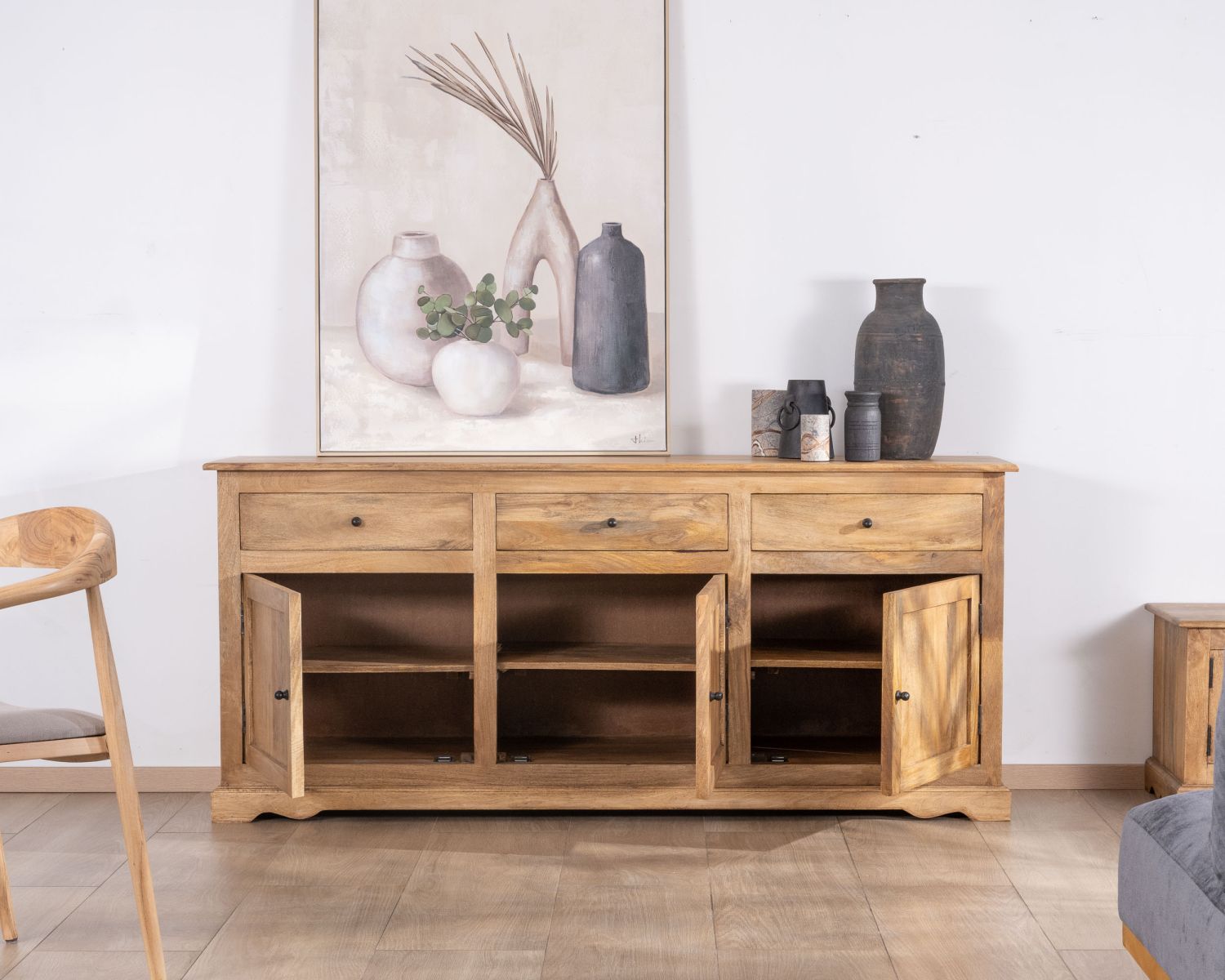 Credenza "Sarah" in stile rustico 180 cm in legno di mango