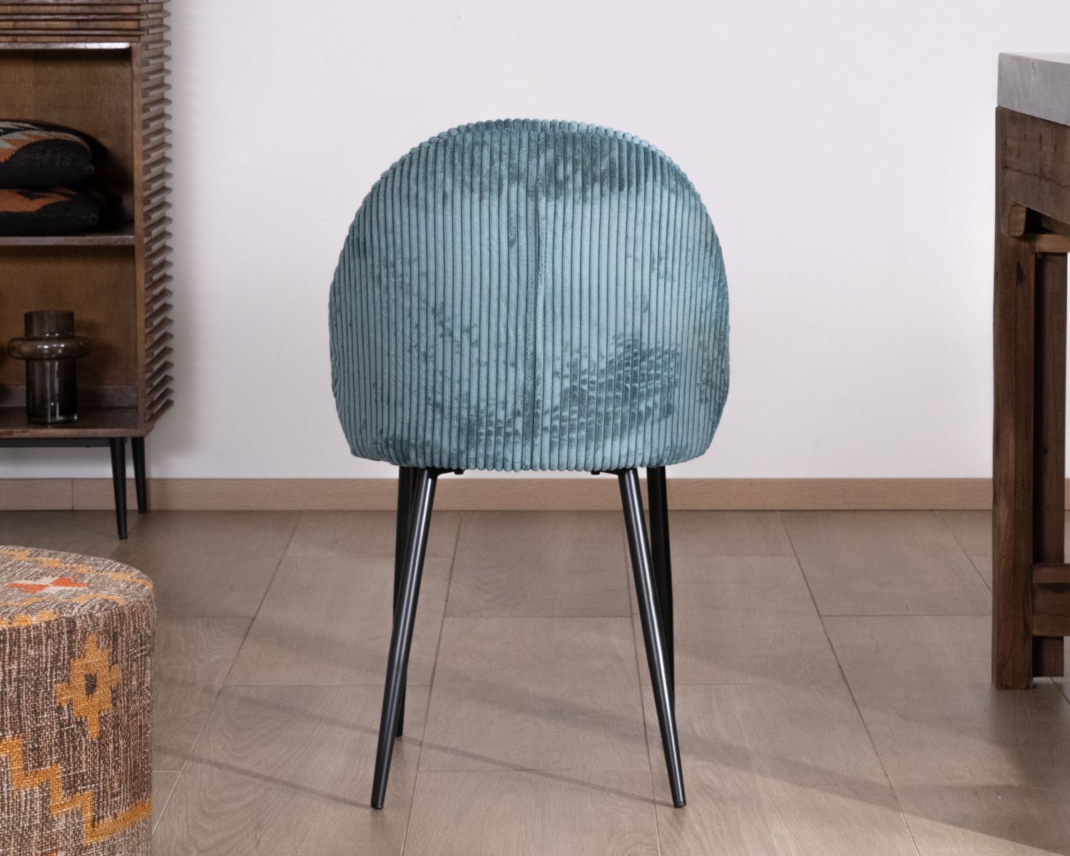 Set di 4 sedie da pranzo in stile vintage "Bellot" in velluto blu petrolio e metallo nero