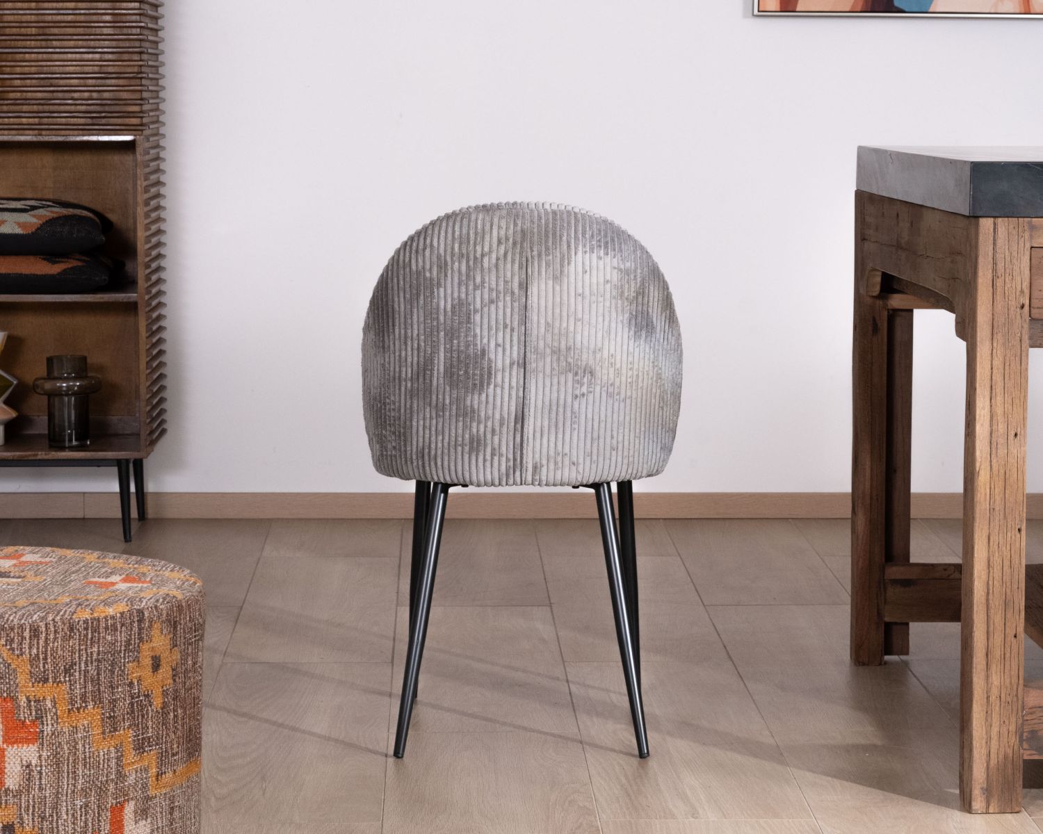 Set di 4 sedie da pranzo contemporanee "Bellot" in velluto a coste grigio