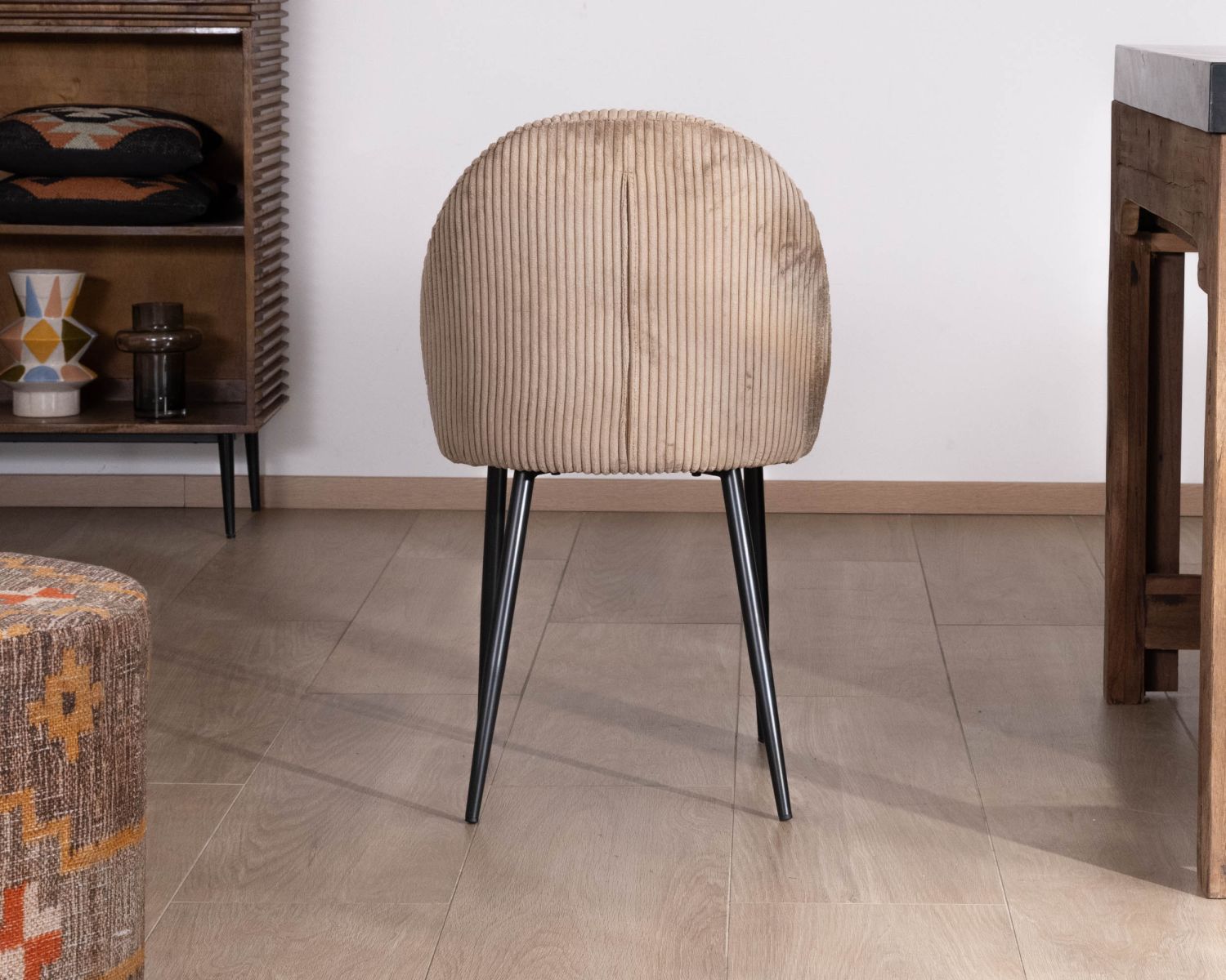 Set di 4 sedie da pranzo "Bellot" in velluto a coste vintage color tortora 