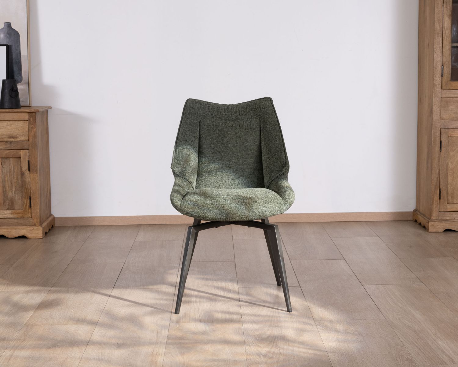 Set di 2 sedie da pranzo design "Niko" in tessuto verde kaki