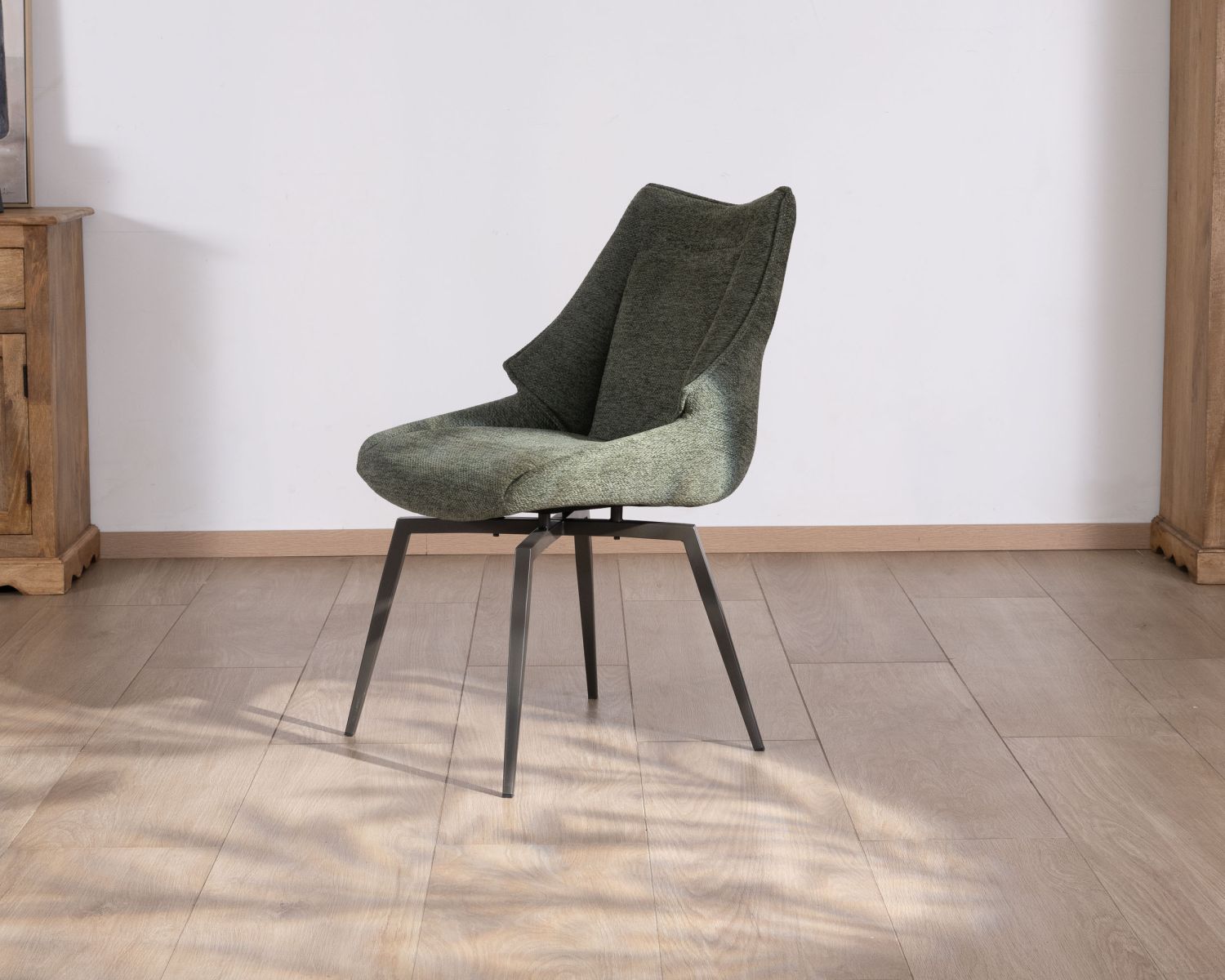 Set di 2 sedie da pranzo design "Niko" in tessuto verde kaki