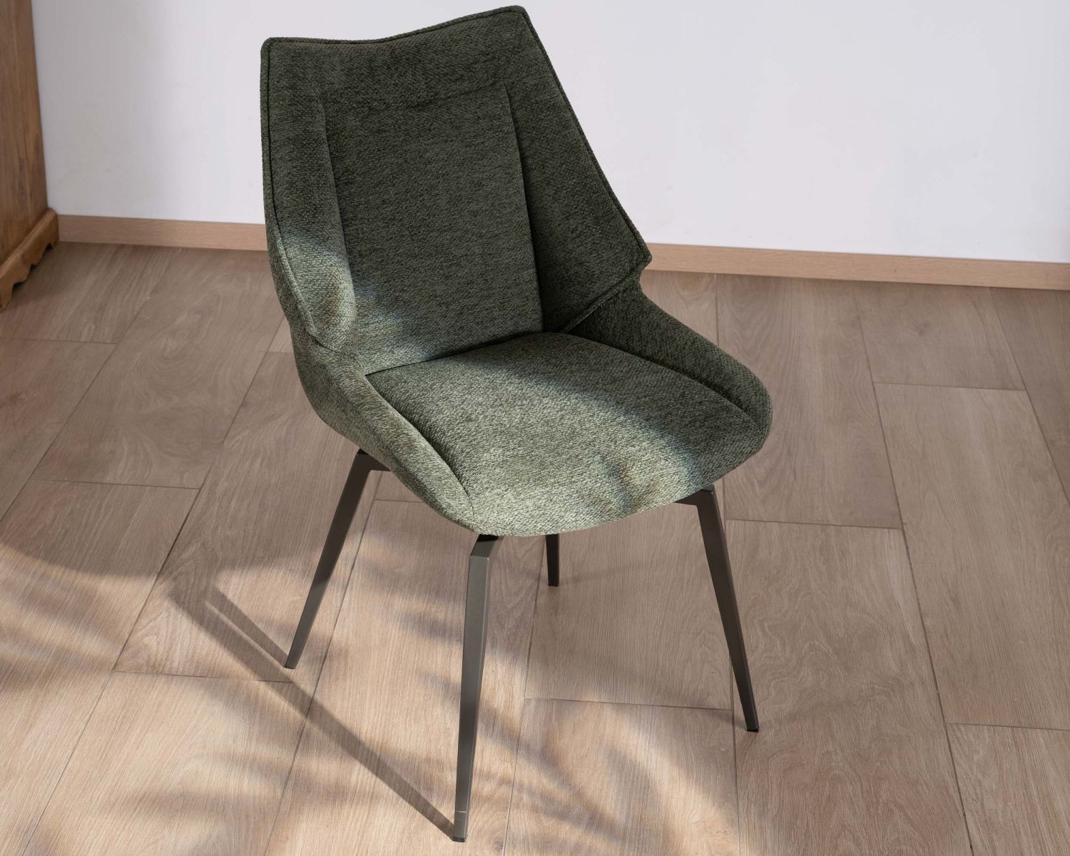 Set di 2 sedie da pranzo design "Niko" in tessuto verde kaki