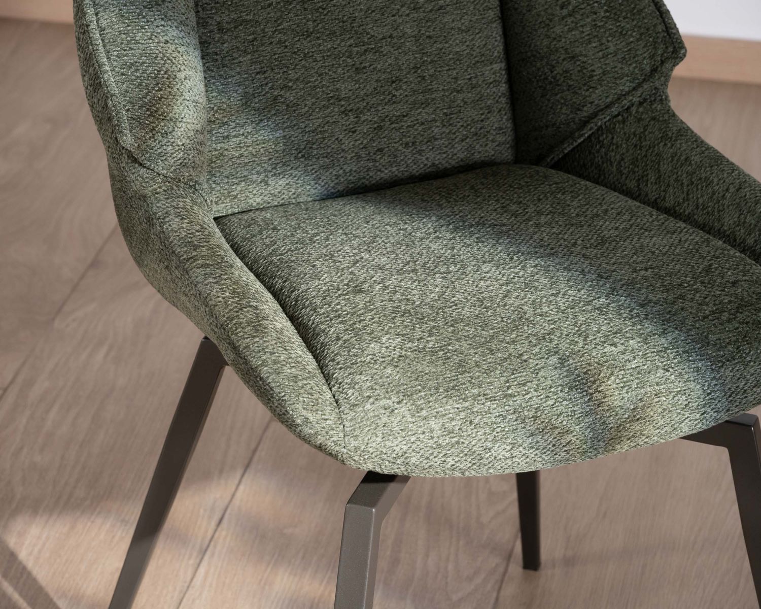 Set di 2 sedie da pranzo design "Niko" in tessuto verde kaki