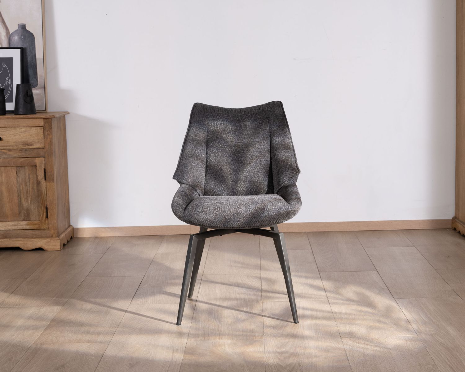 Set di 2 sedie da pranzo contemporanee "Niko" in tessuto antracite