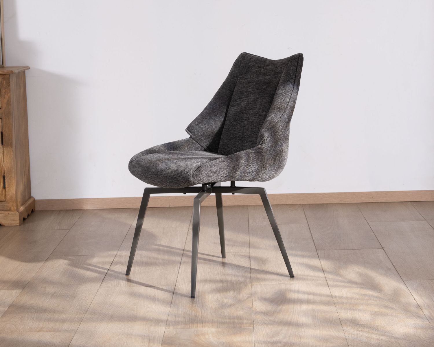 Set di 2 sedie da pranzo contemporanee "Niko" in tessuto antracite