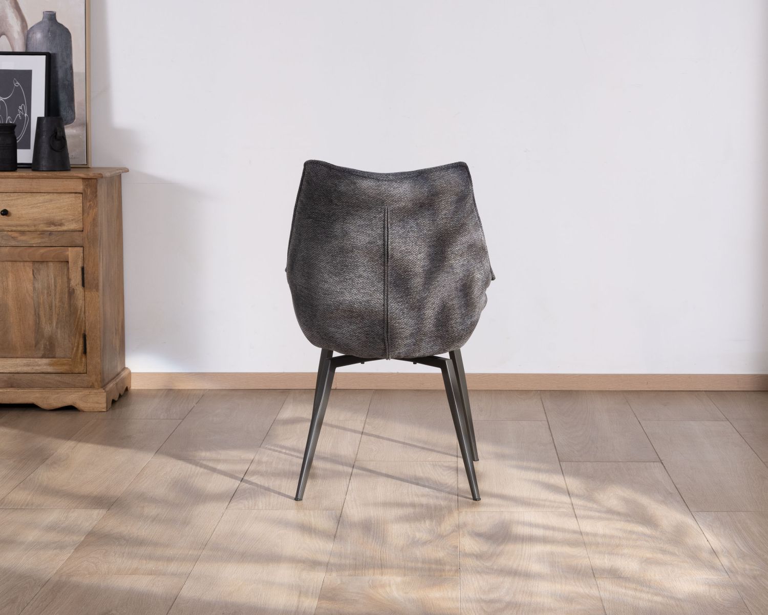 Set di 2 sedie da pranzo contemporanee "Niko" in tessuto antracite