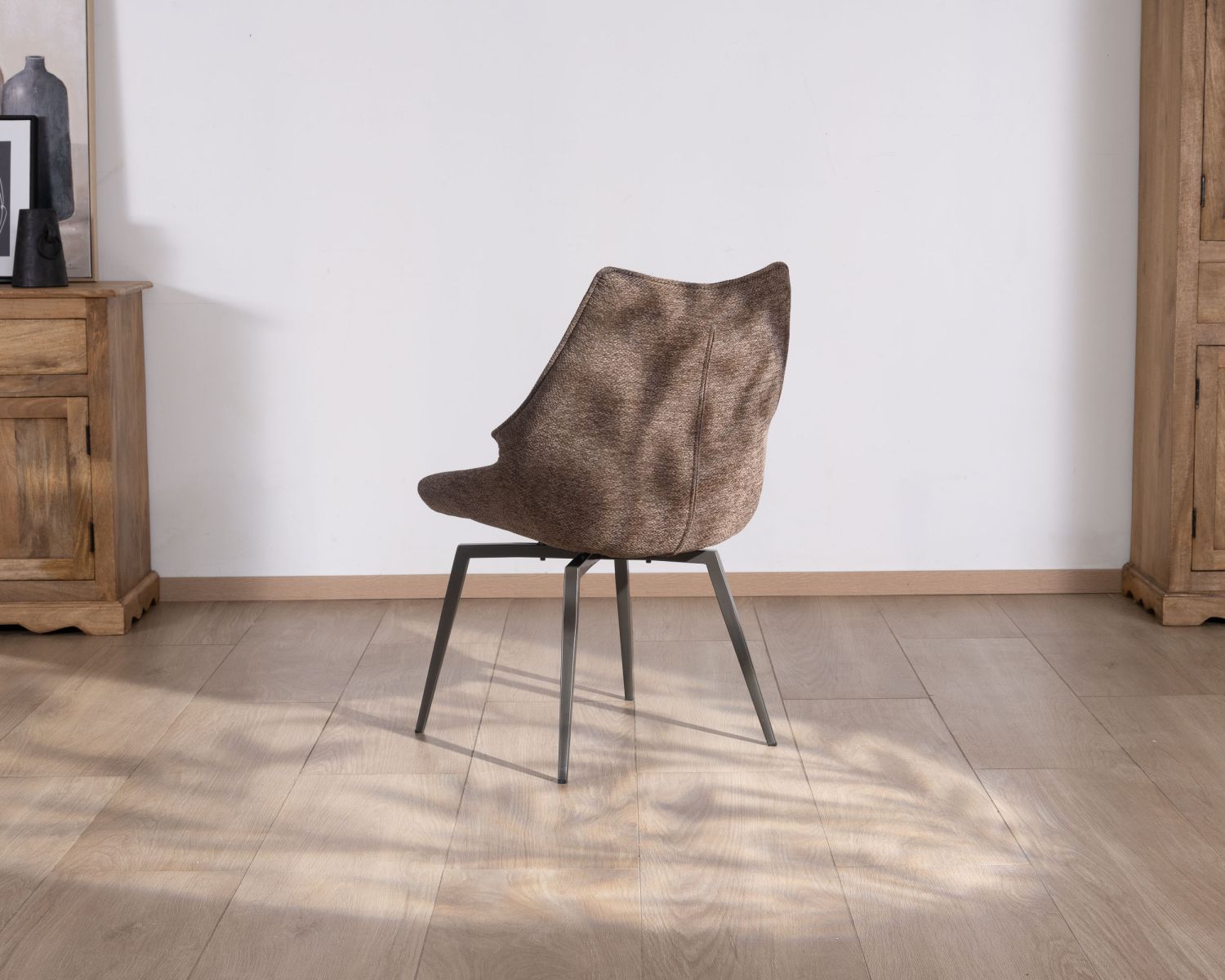 Set di 2 sedie da pranzo "Niko" color cioccolato con gambe in metallo