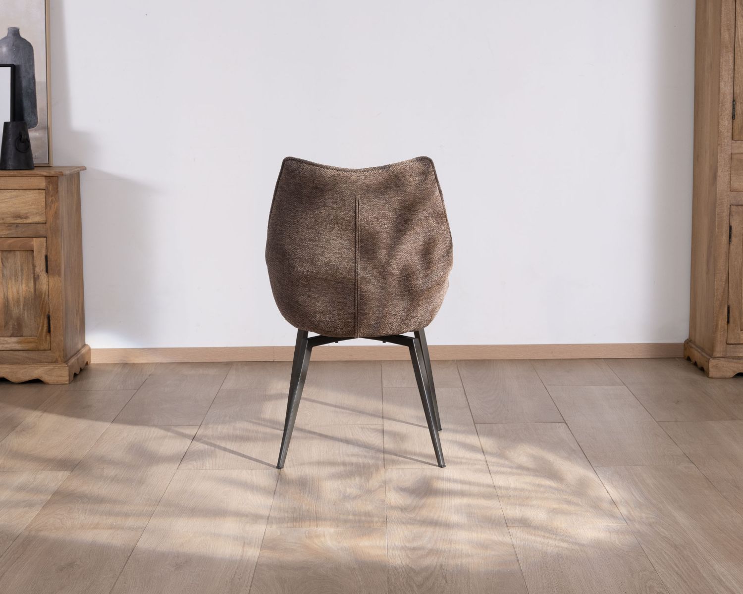 Set di 2 sedie da pranzo "Niko" color cioccolato con gambe in metallo