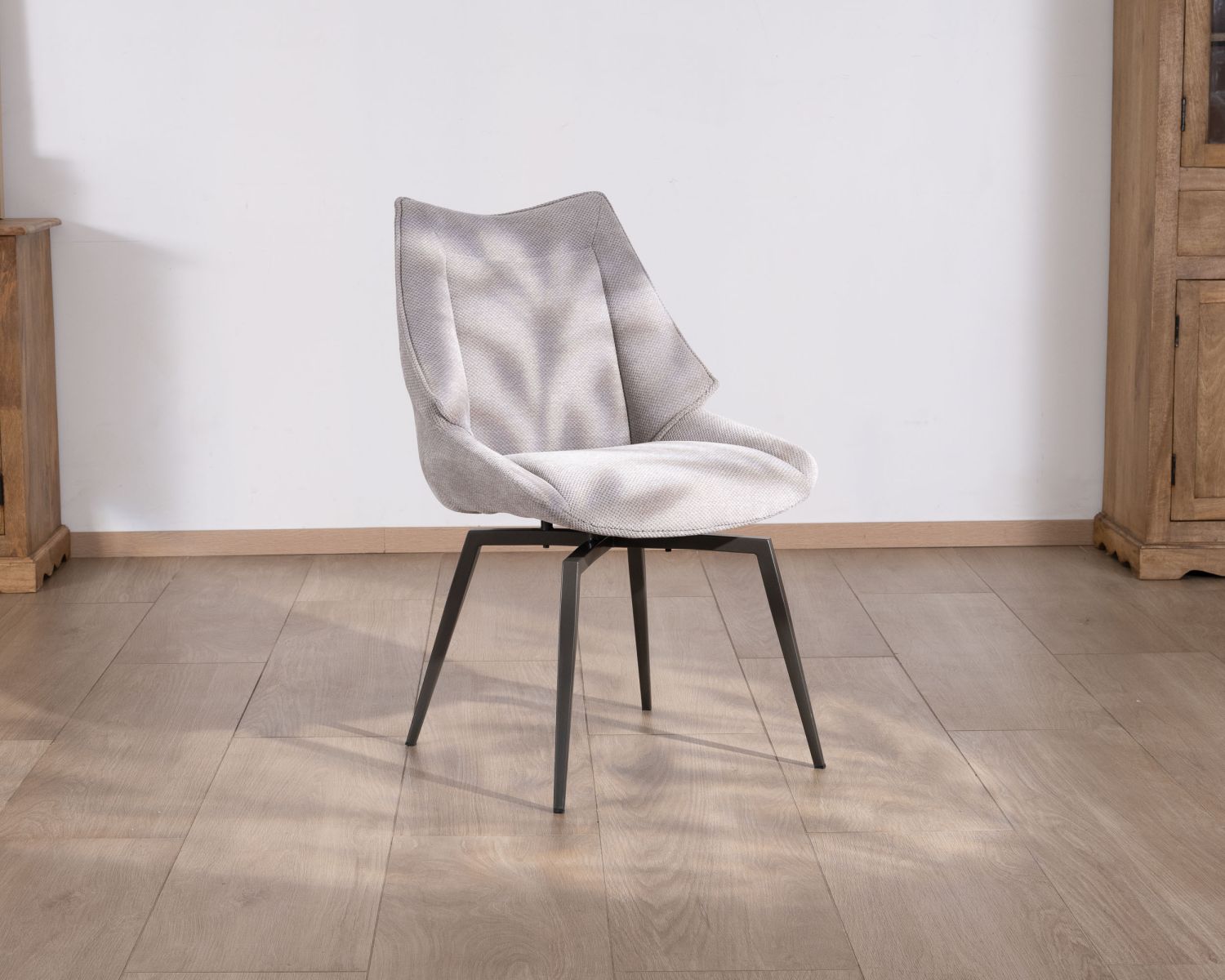 Set di 2 sedie da pranzo di design in tessuto "Niko" grigio chiaro