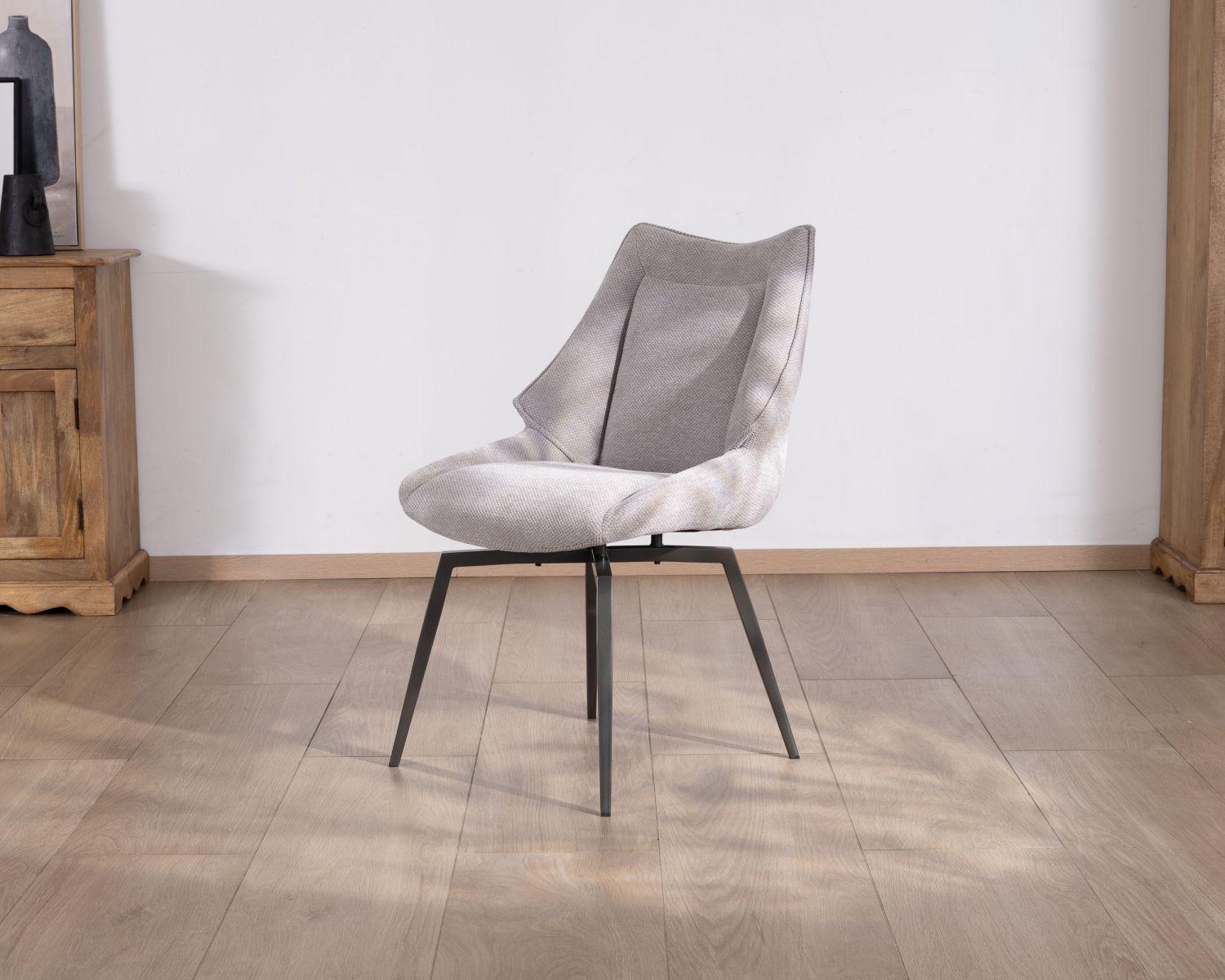 Set di 2 sedie da pranzo di design in tessuto "Niko" grigio chiaro