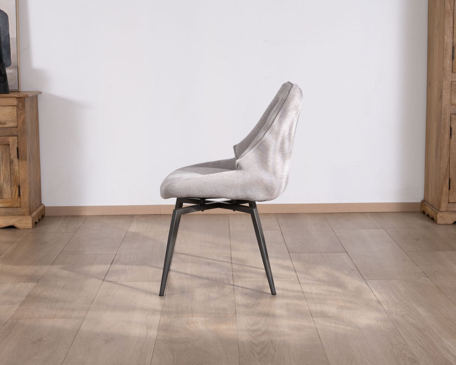 Set di 2 sedie da pranzo di design in tessuto "Niko" grigio chiaro