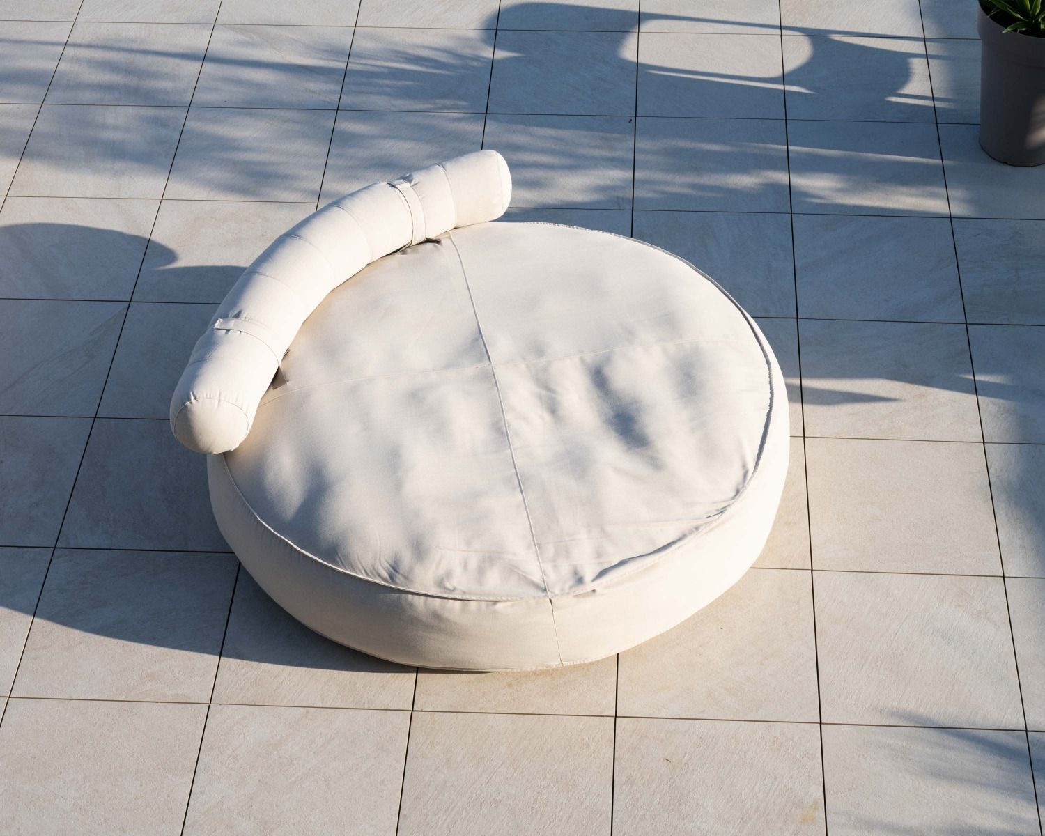 Lettino rotondo morbido beige diametro 1m80 "Saint Tropez