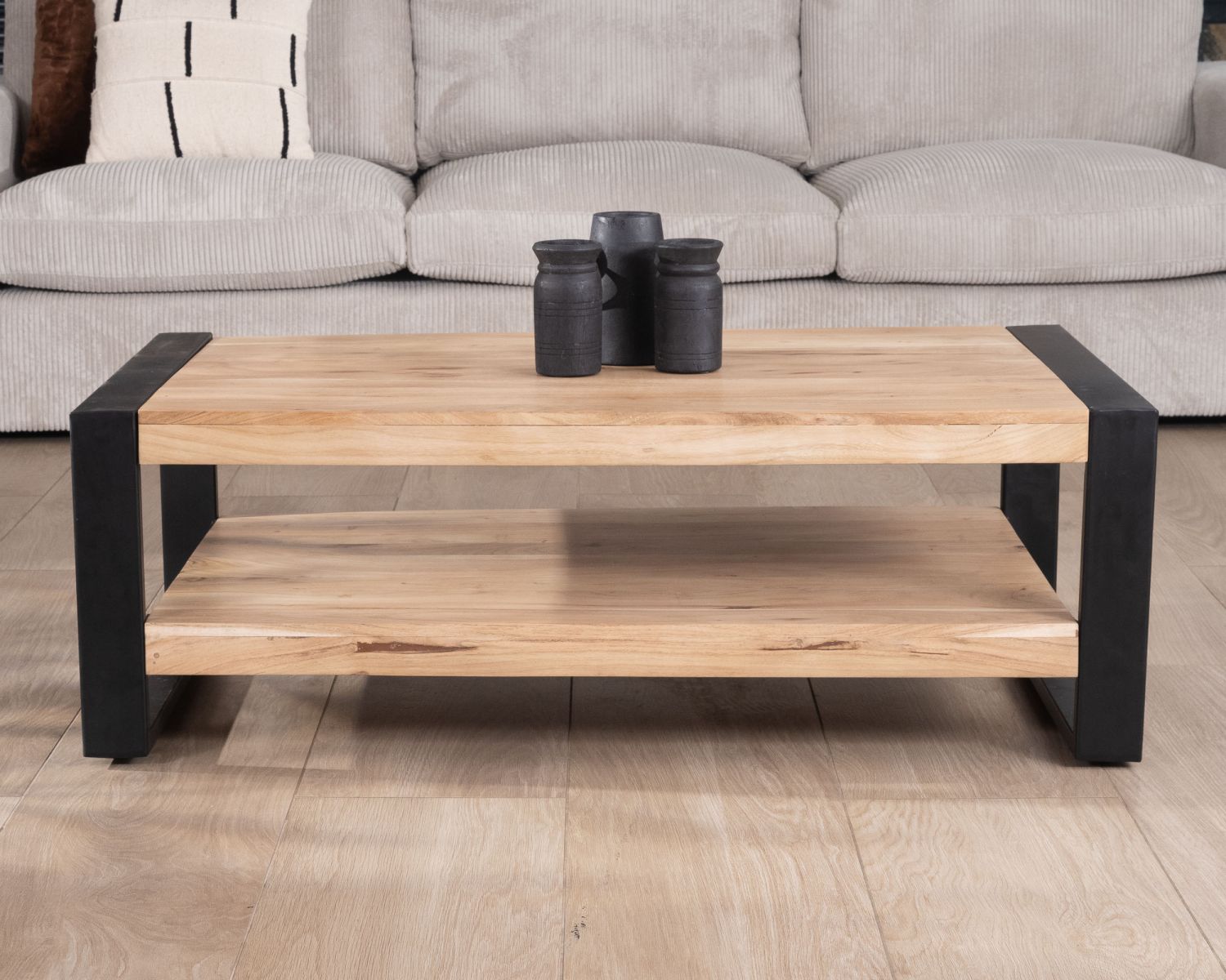 Tavolino Montreal" da 120 cm con doppio piano in metallo e legno