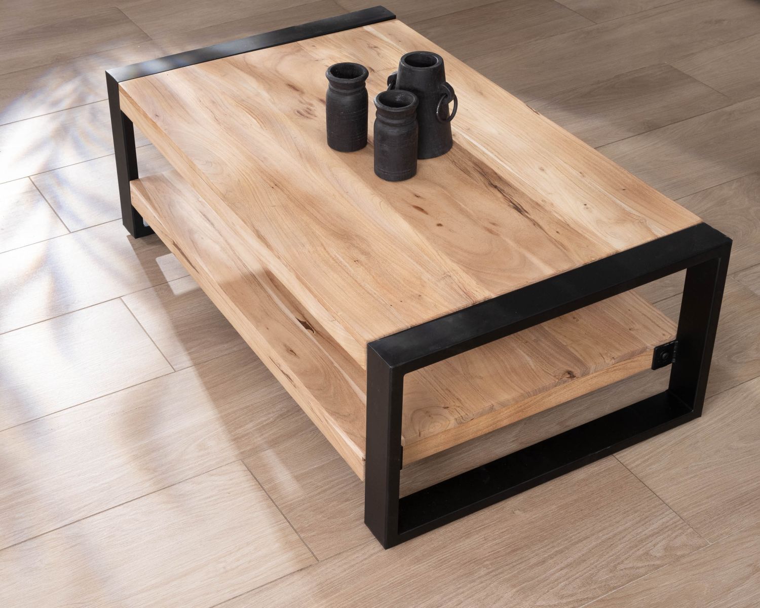 Tavolino Montreal" da 120 cm con doppio piano in metallo e legno