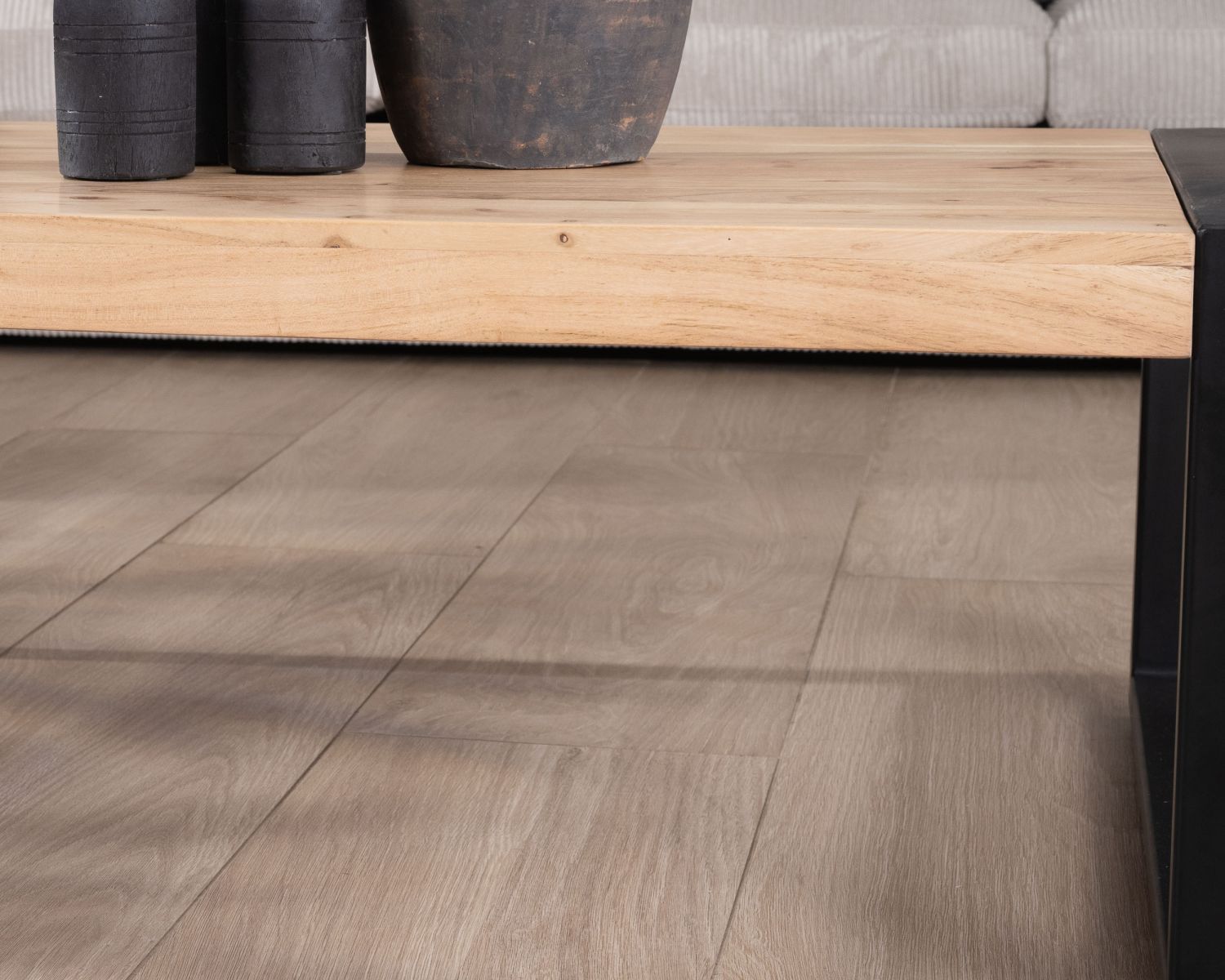 Tavolino rettangolare in metallo e legno in stile industriale "Montréal