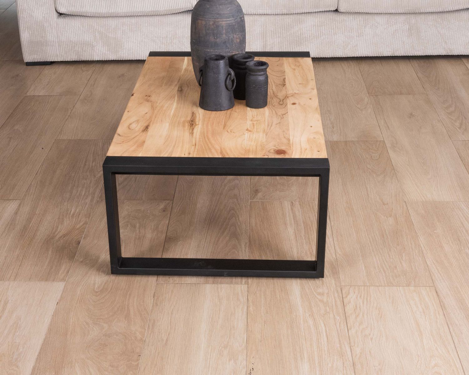 Tavolino rettangolare in metallo e legno in stile industriale "Montréal