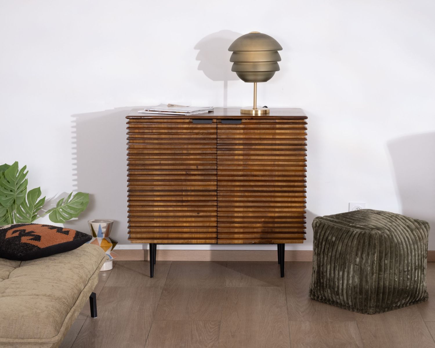 Contenitore basso "Sheffield" in teak e mango