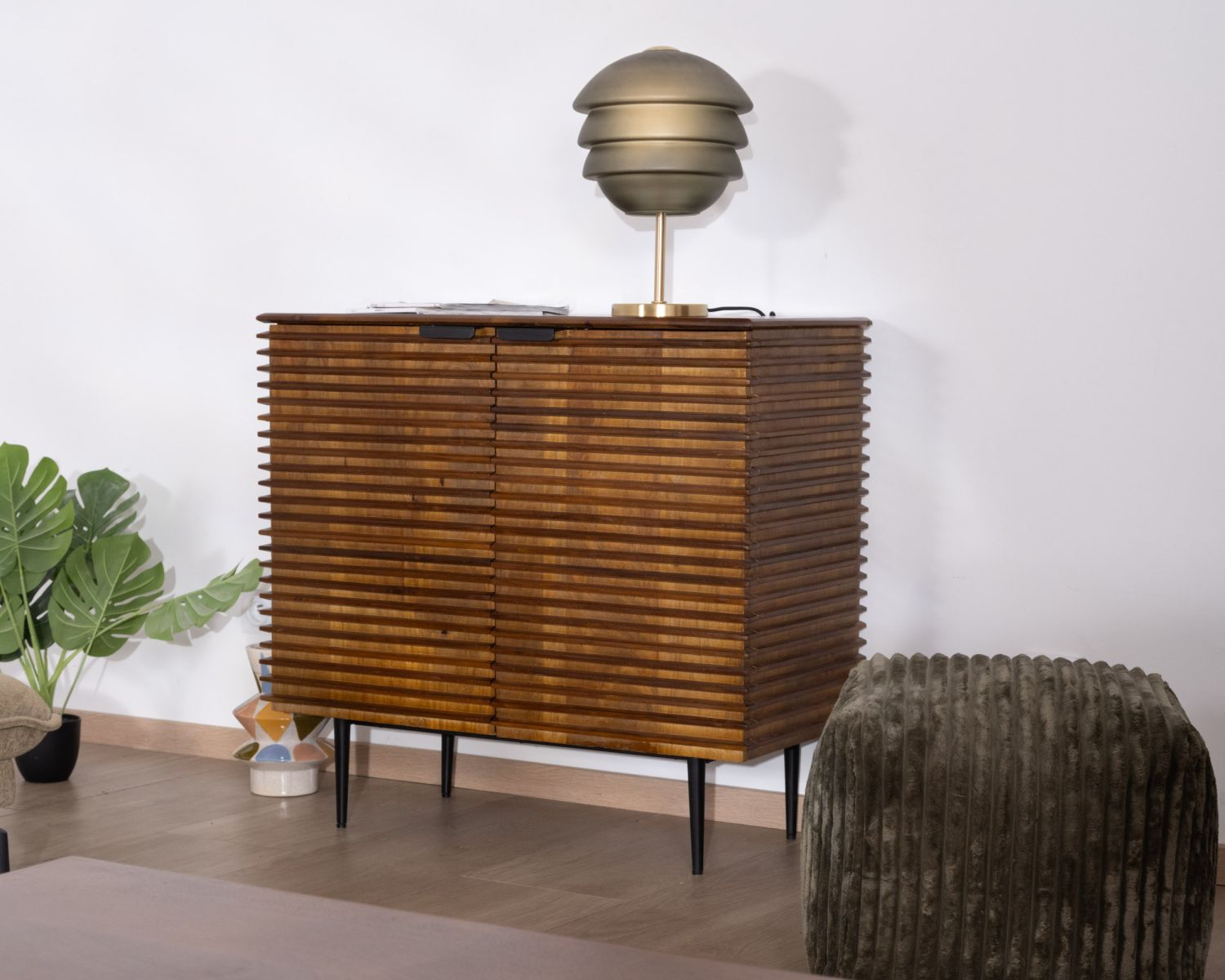 Contenitore basso "Sheffield" in teak e mango