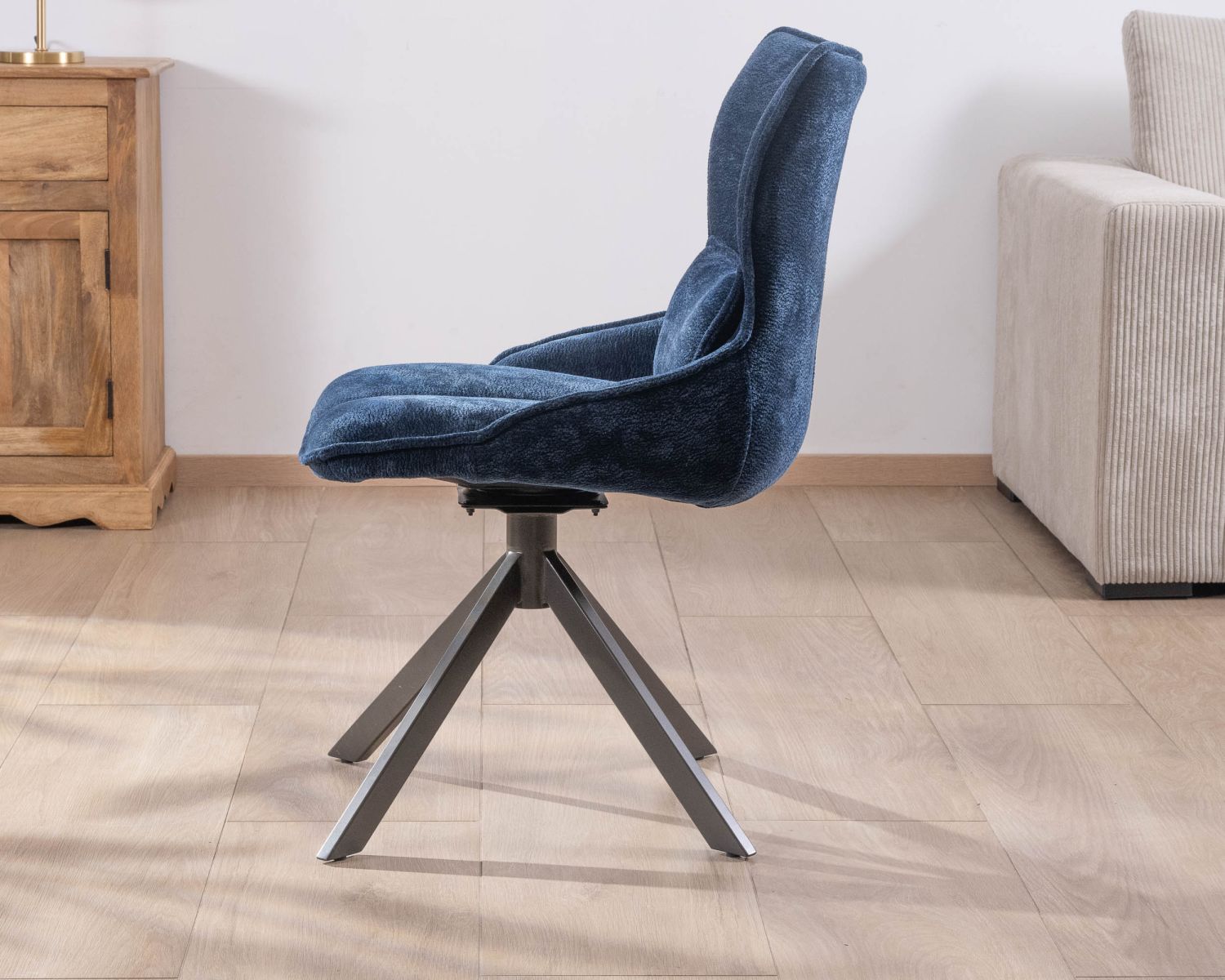 Set di 2 sedie girevoli in tessuto blu "Biorg" su base a stella in metallo