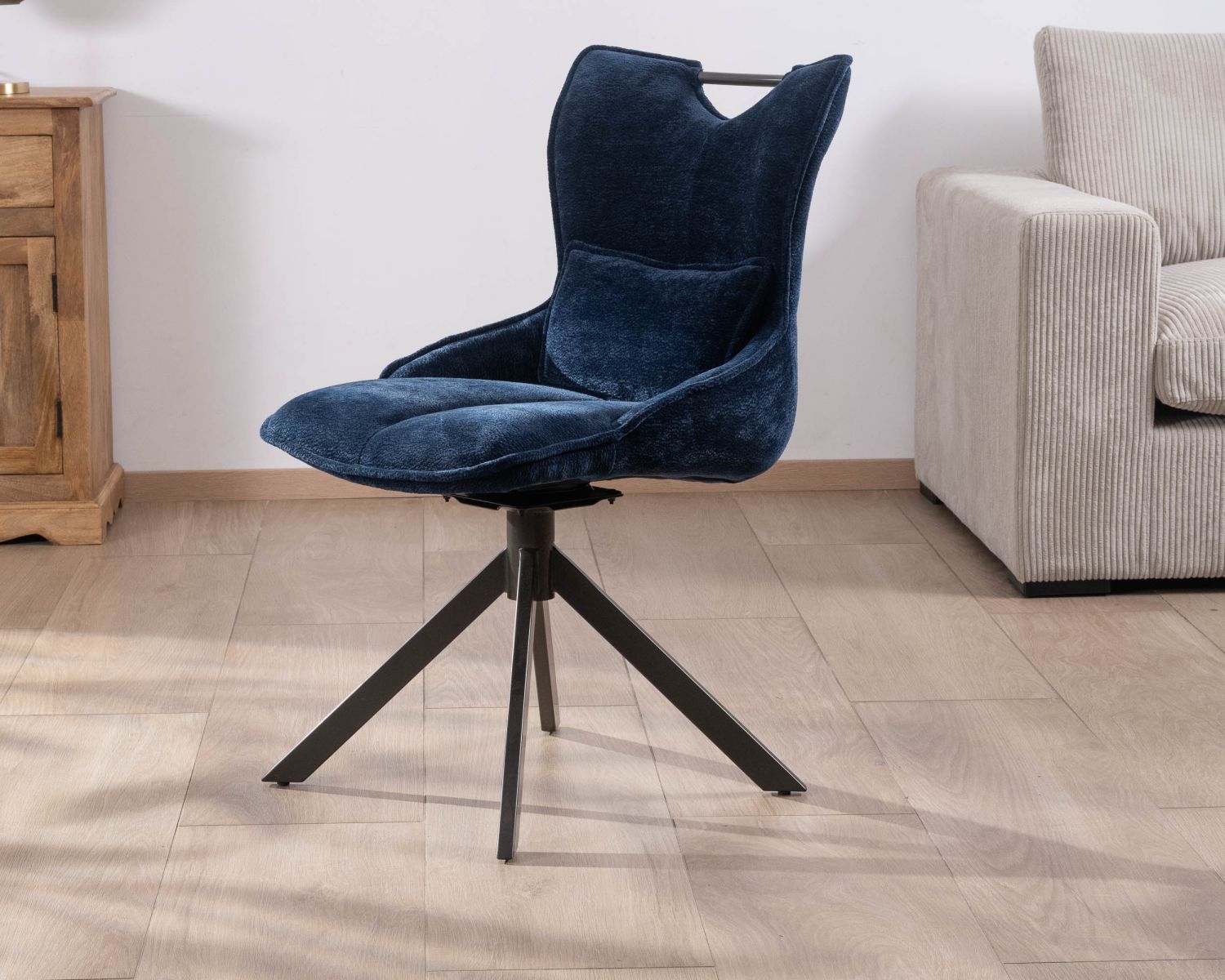 Set di 2 sedie girevoli in tessuto blu "Biorg" su base a stella in metallo