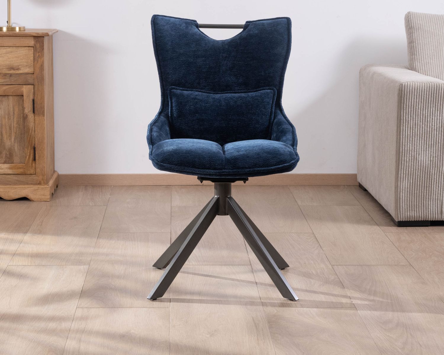 Set di 2 sedie girevoli in tessuto blu "Biorg" su base a stella in metallo