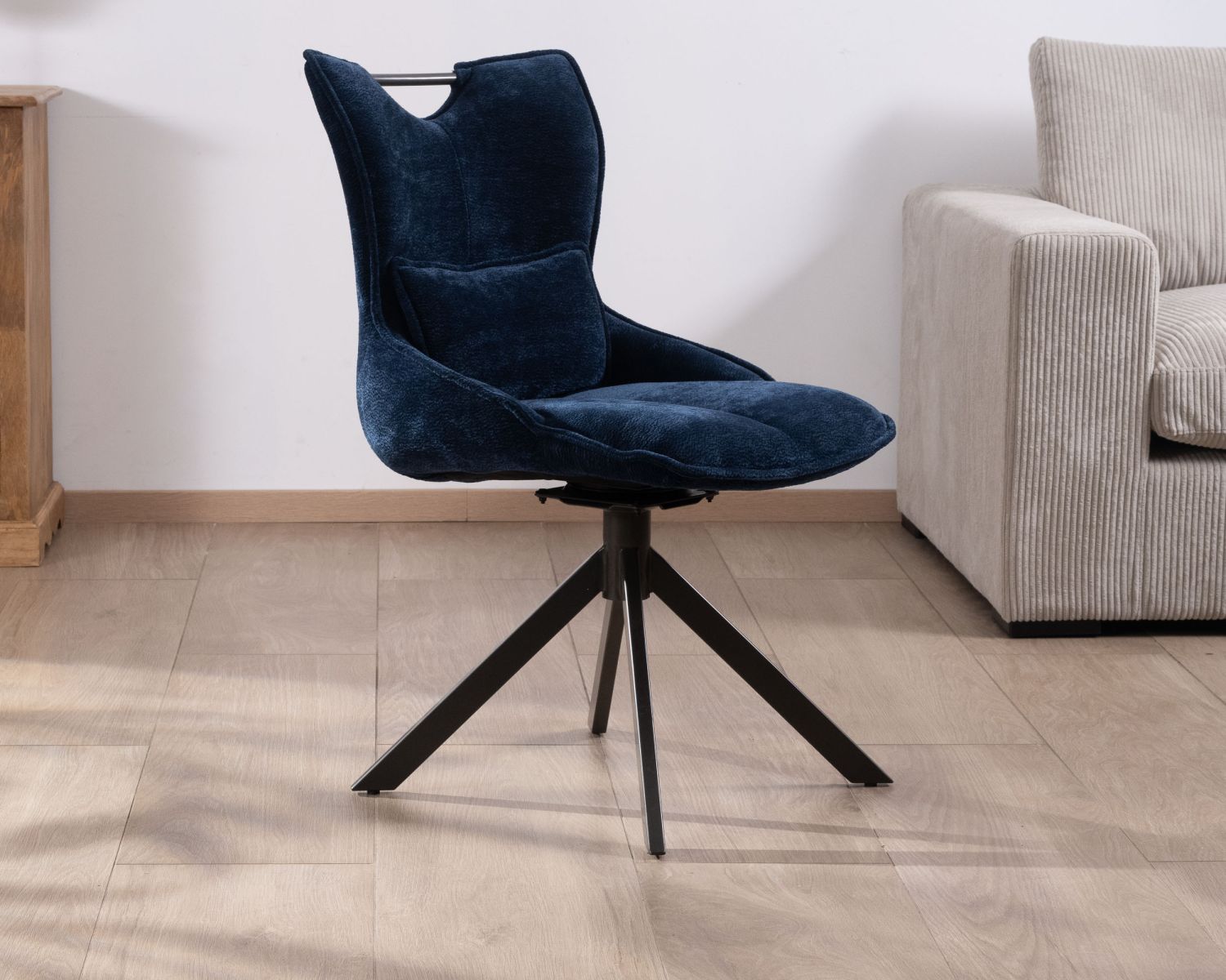 Set di 2 sedie girevoli in tessuto blu "Biorg" su base a stella in metallo