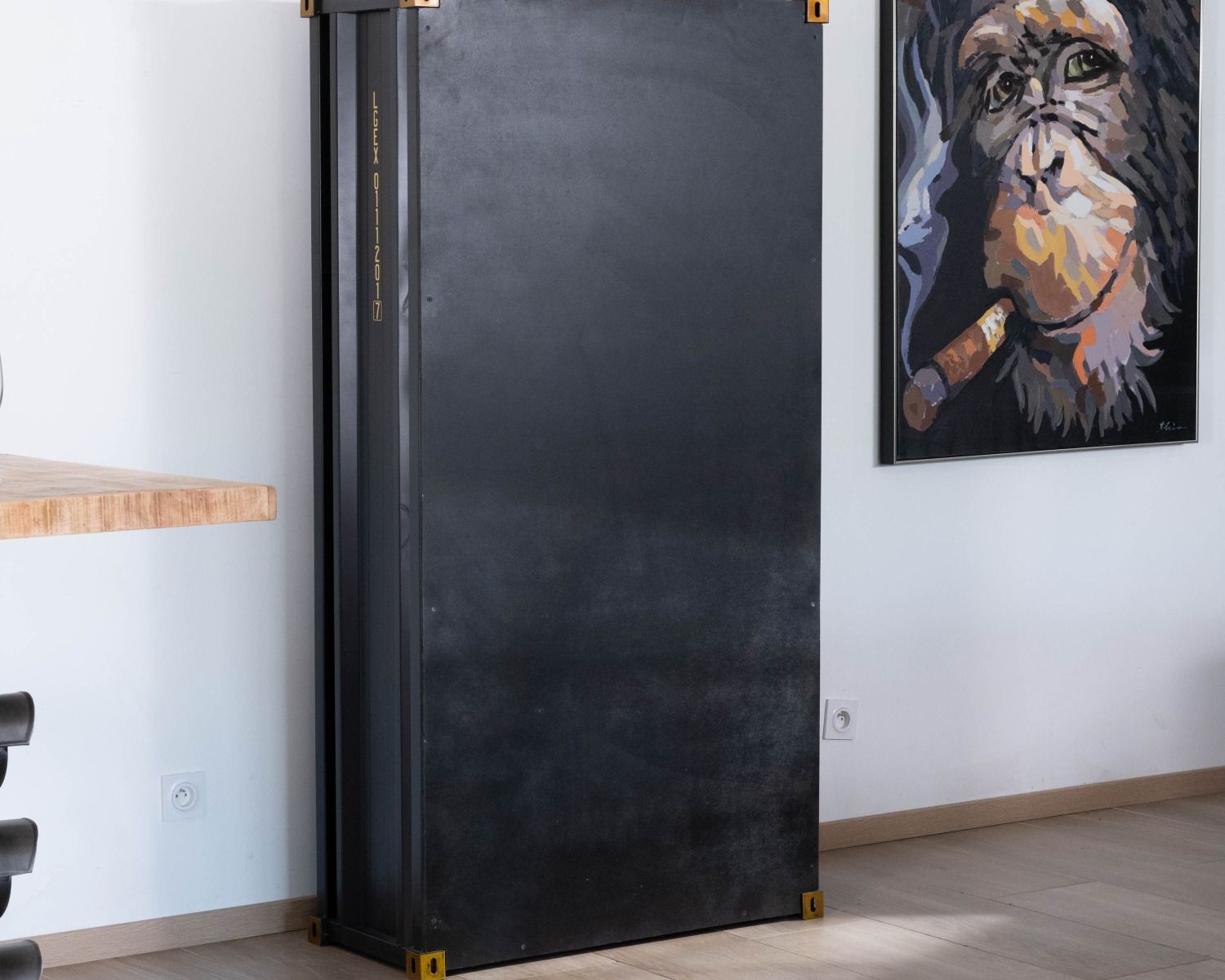 Mobile bar "Crazy" nero a doppia anta in stile container