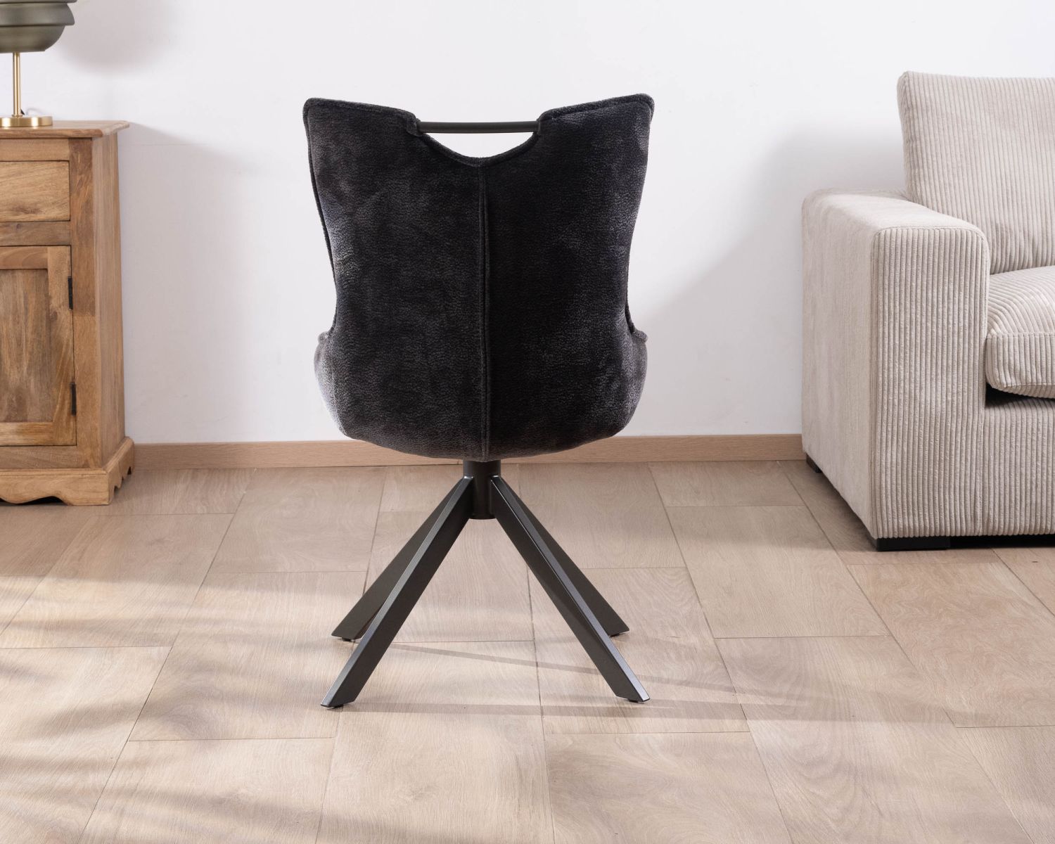 Set di 2 sedie in tessuto grigio su base girevole in metallo "Biorg", stile retrò