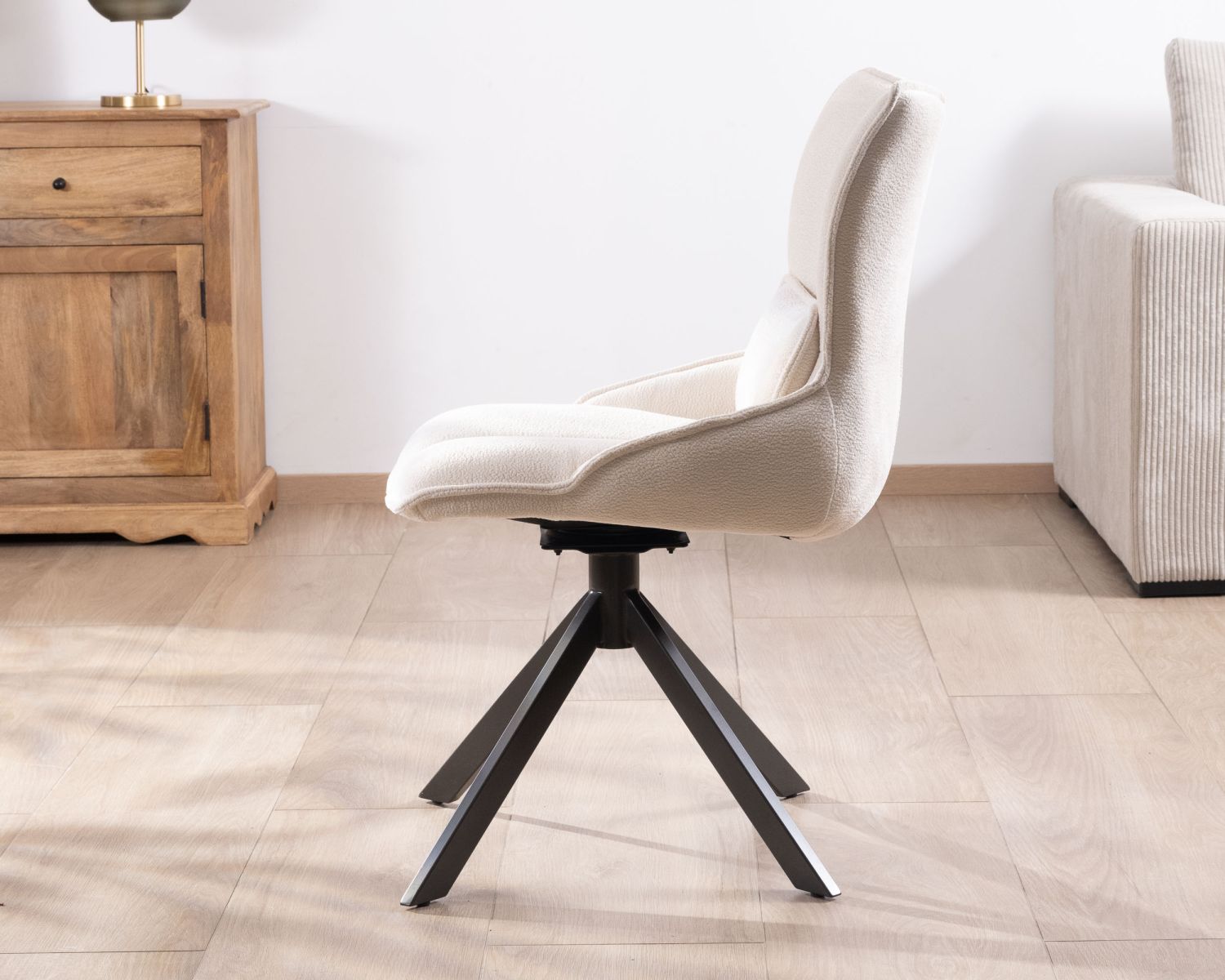 Set di 2 sedie girevoli a stella "Biorg" in metallo e tessuto bianco