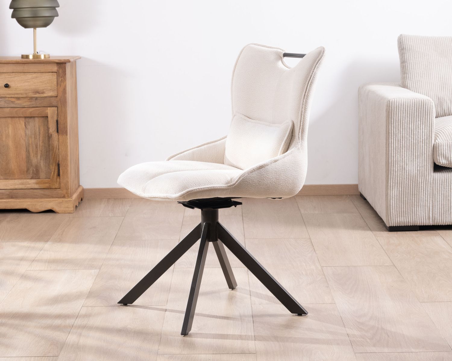 Set di 2 sedie girevoli a stella "Biorg" in metallo e tessuto bianco