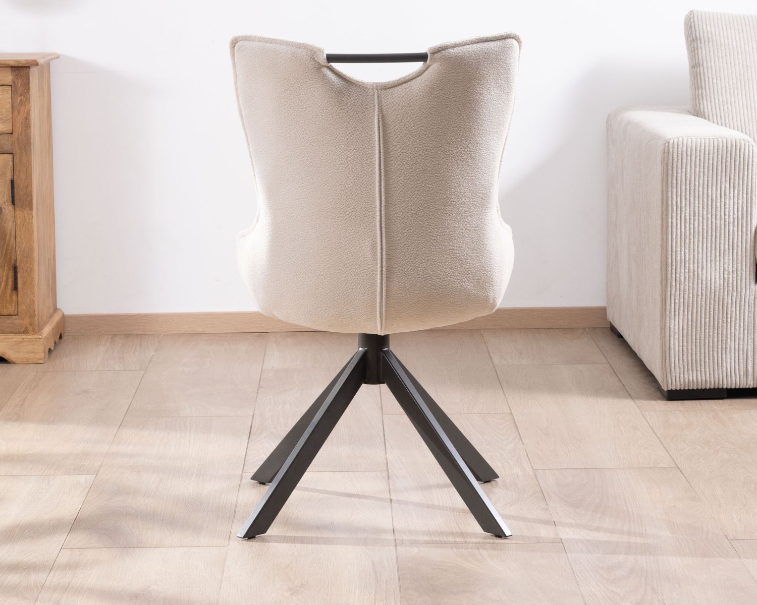 Set di 2 sedie girevoli a stella "Biorg" in metallo e tessuto bianco