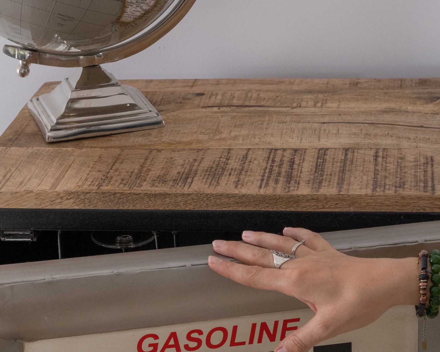 Barra della pompa di benzina vintage "Crazy" route 66, metallo blu, spirito di recupero