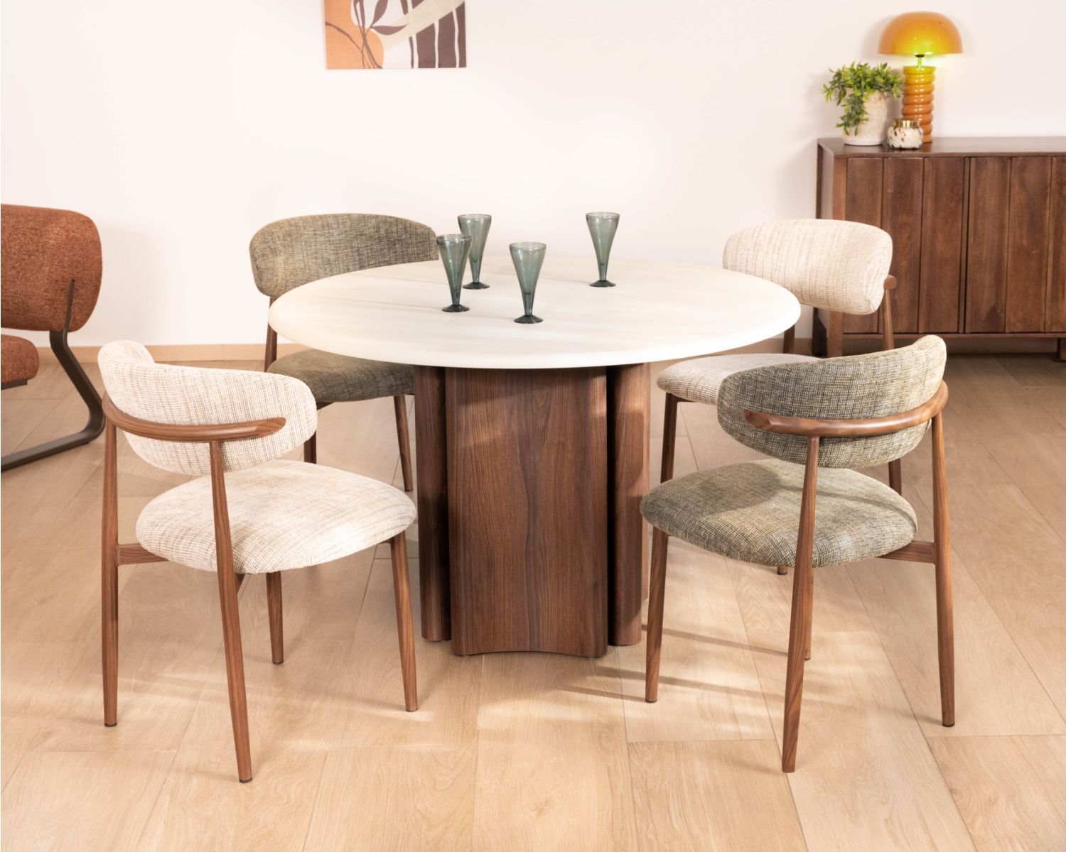 Tavolo da pranzo rotondo di design retrò "Arpège" 120 cm