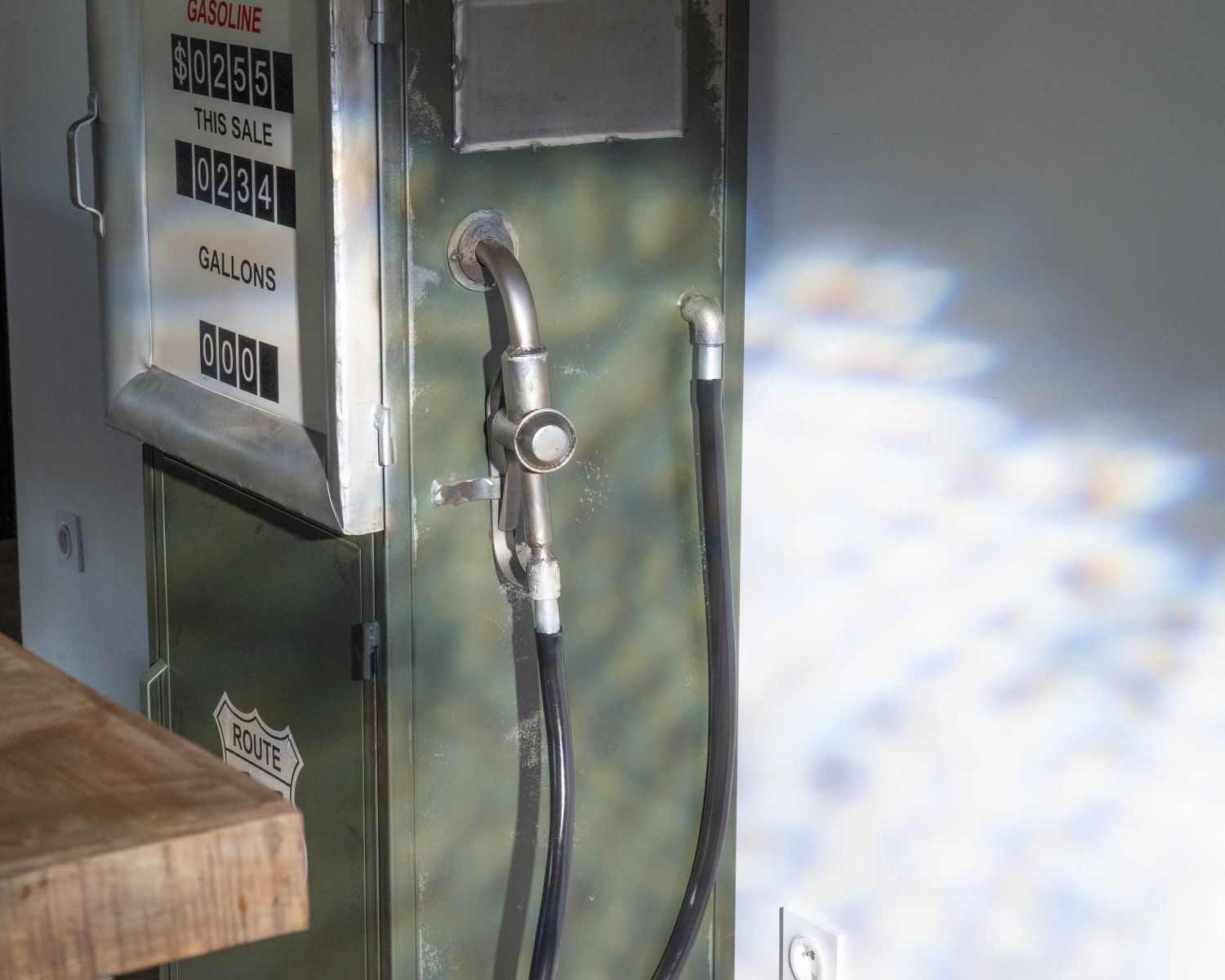 Barra della pompa di benzina in metallo color kaki originale "Crazy" di recupero