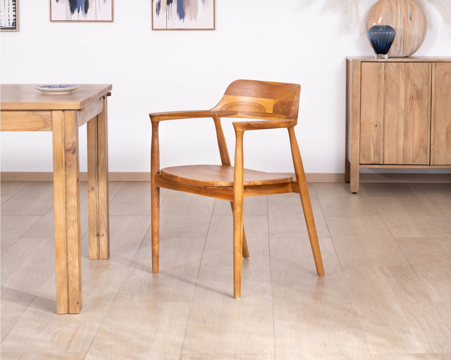Set di 2 sedie da pranzo dal design retrò “Vicenza” in teak massiccio