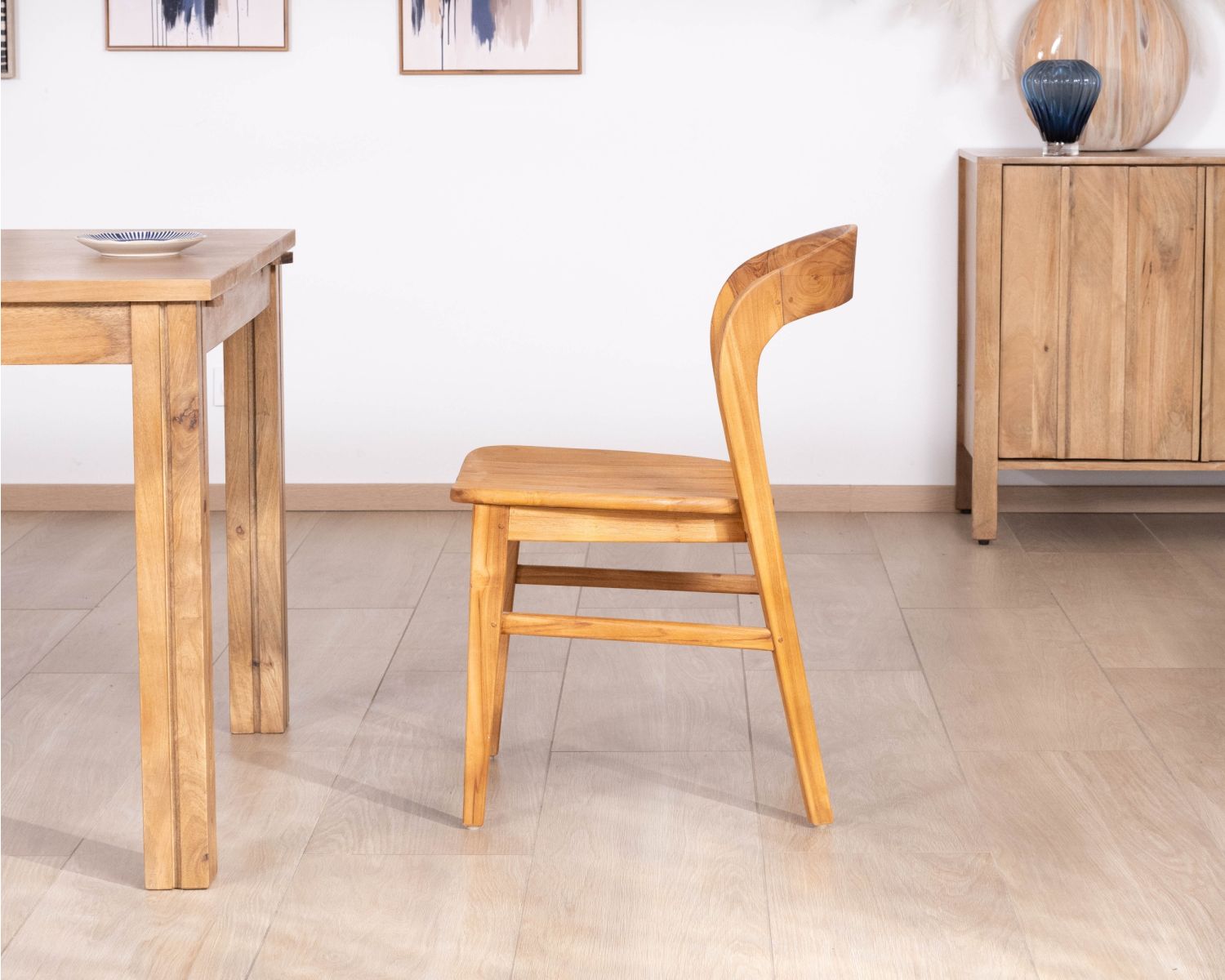 Set di 2 sedie da pranzo dal design minimalista “Dilmona” in teak massiccio