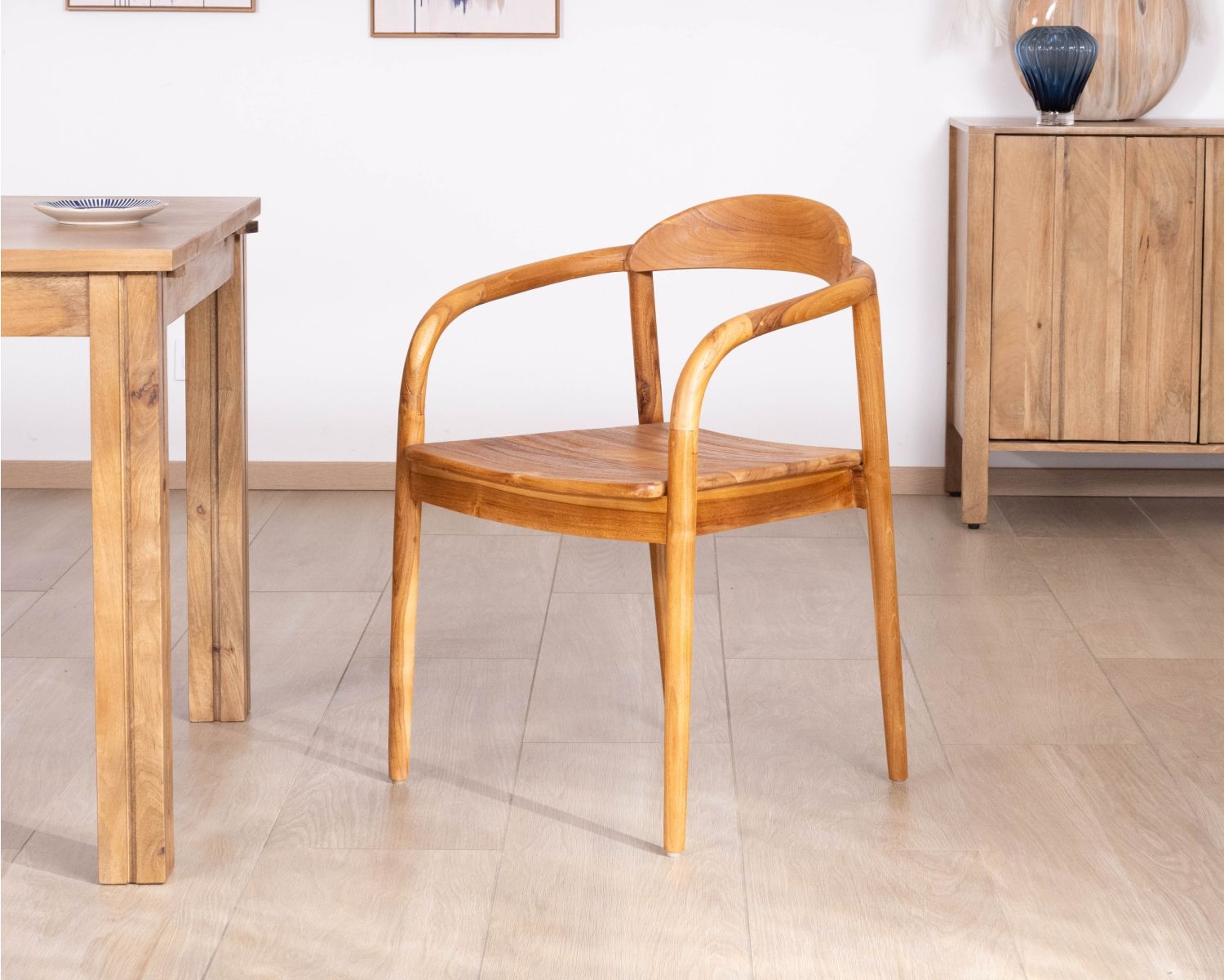 Set di 2 sedie da pranzo retrò in teak massiccio naturale “Rimina”