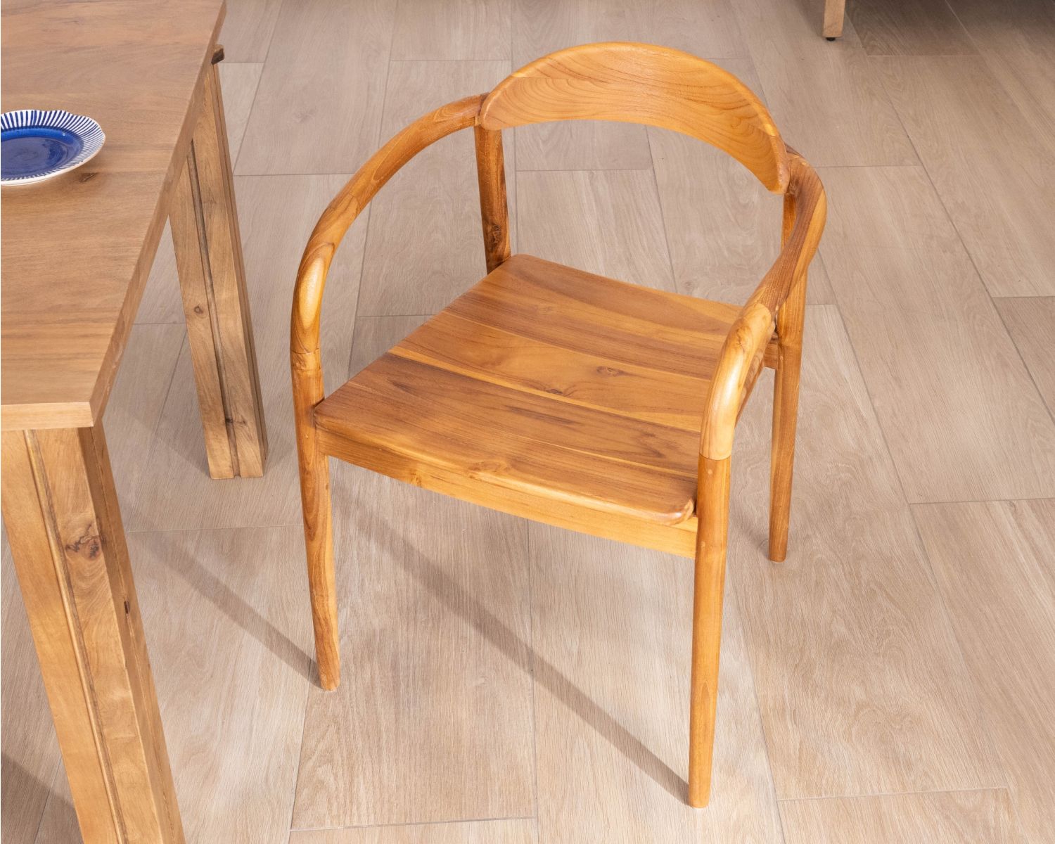 Set di 2 sedie da pranzo retrò in teak massiccio naturale “Rimina”