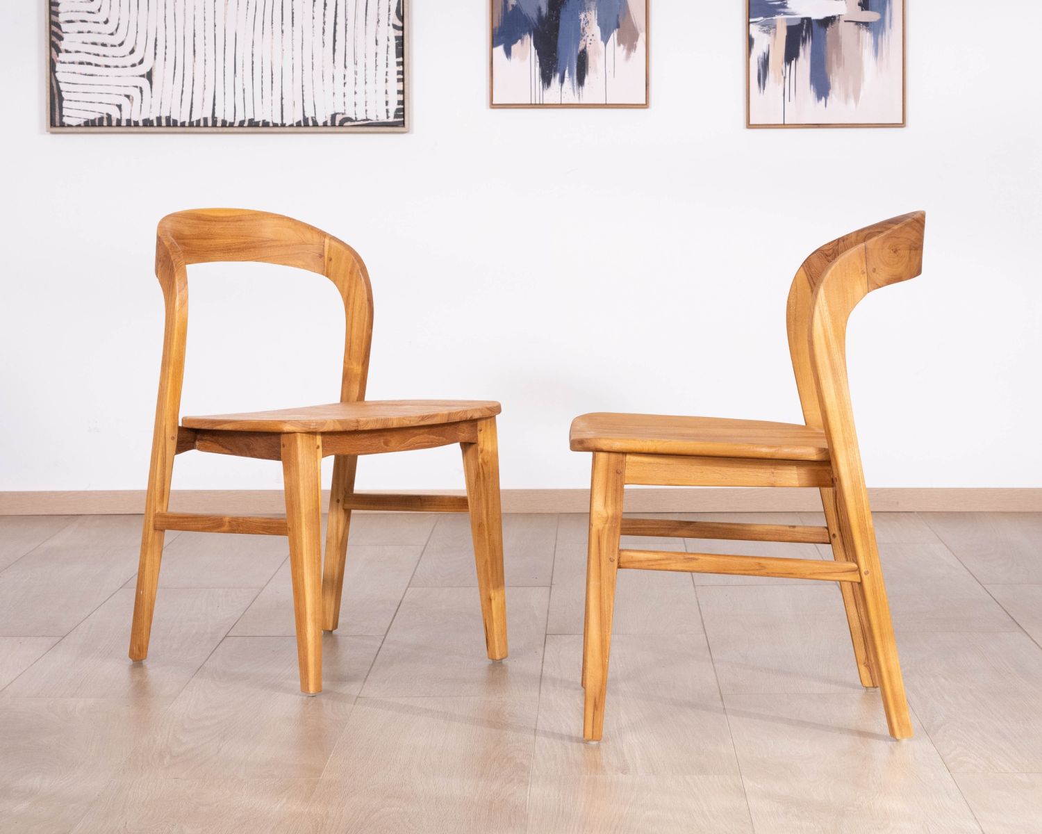 Set di 2 sedie da pranzo dal design minimalista “Dilmona” in teak massiccio