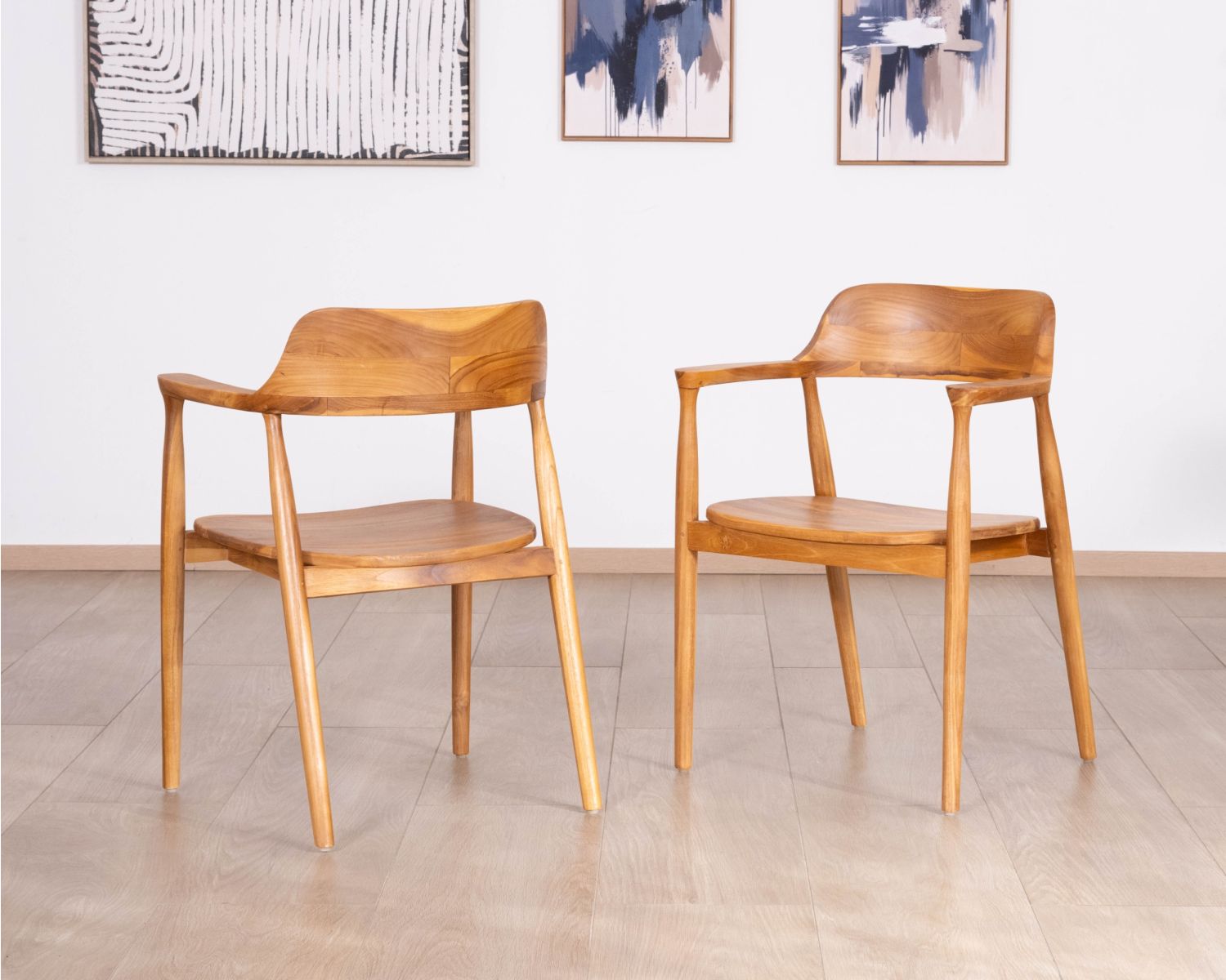 Set di 2 sedie da pranzo dal design retrò “Vicenza” in teak massiccio