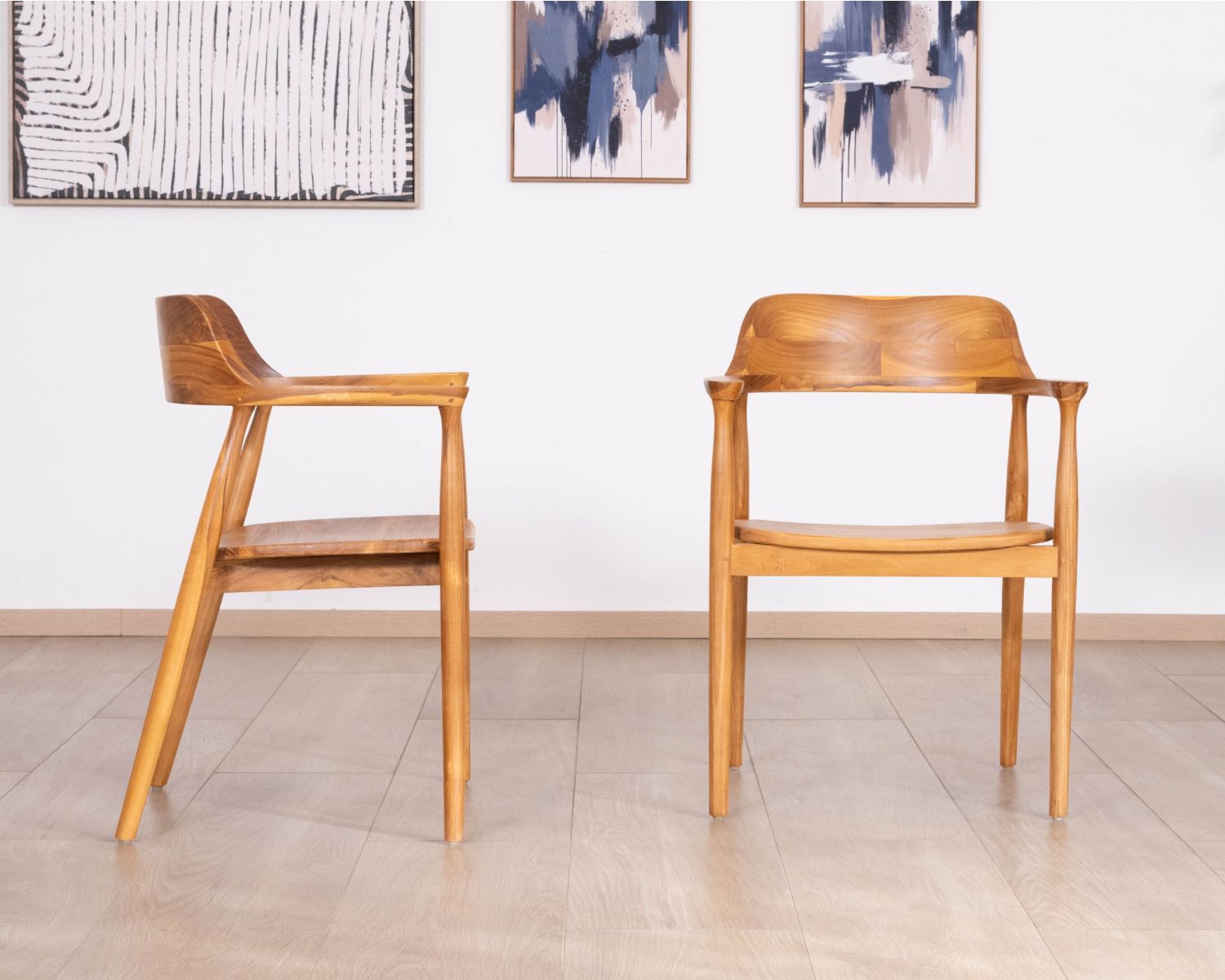 Set di 2 sedie da pranzo dal design retrò “Vicenza” in teak massiccio