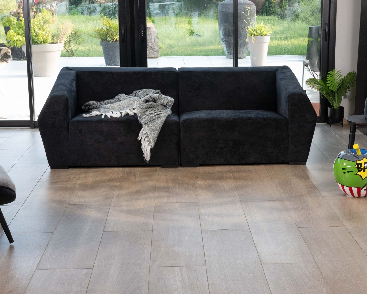 Divano modulare di design a 2/3 posti "Skult" in velluto antracite